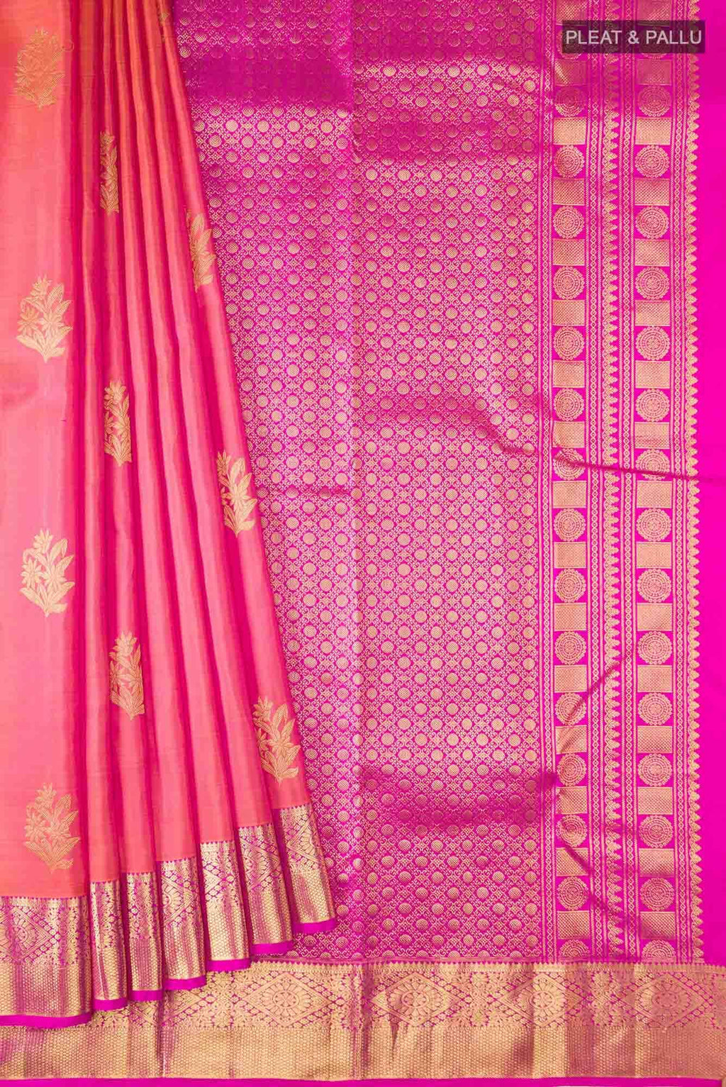 Orange with Pink Dual Tone Kanchipuram Silk Saree