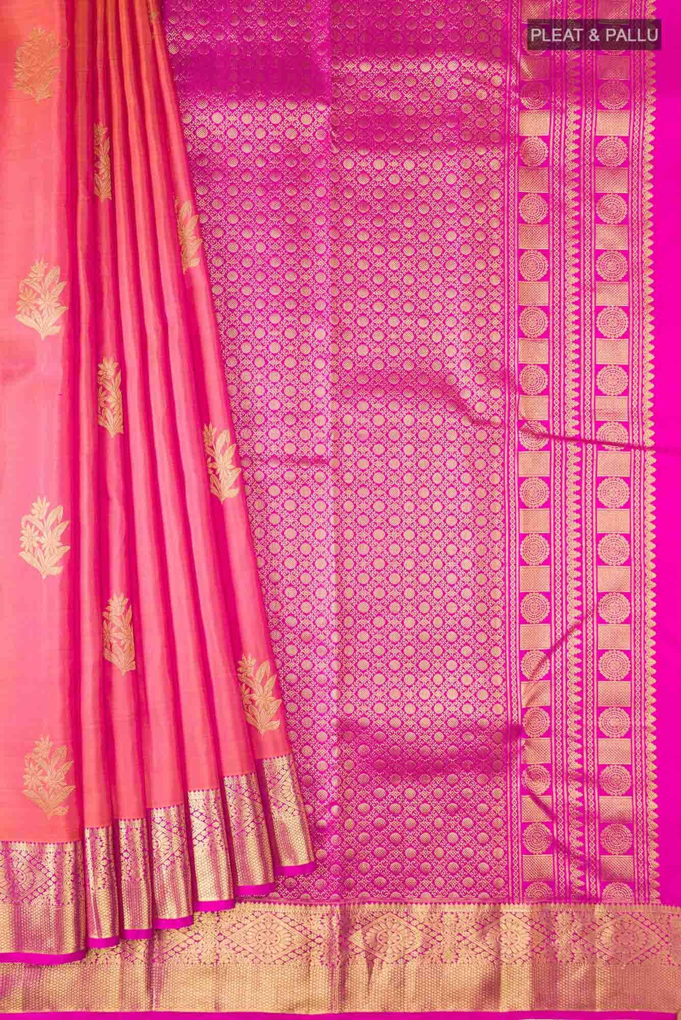 Orange with Pink Dual Tone Kanchipuram Silk Saree