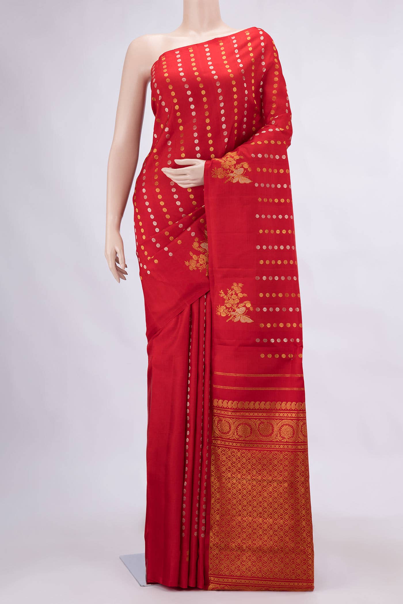 Red Dual Tone Kanchipuram Silk Saree