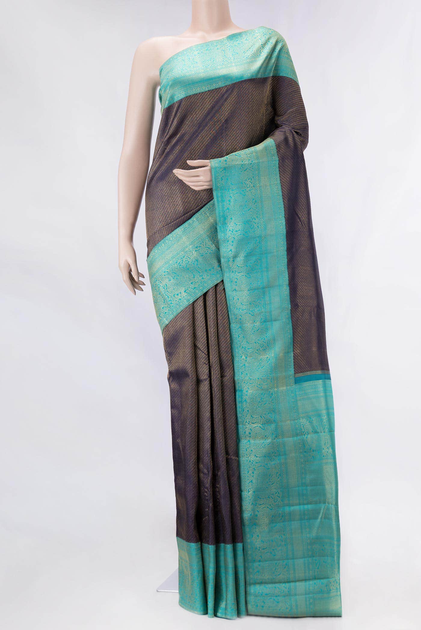 Navy Blue Dual Tone Kanchipuram Silk Saree