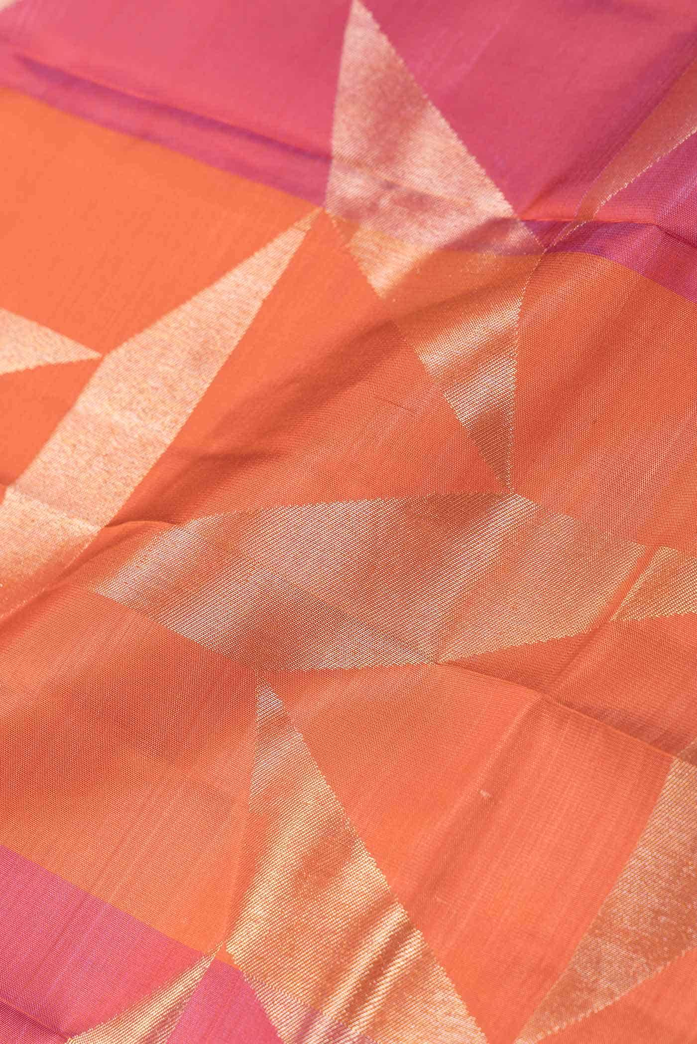 Orange and Pink Dual Tone Kanchipuram Silk Saree