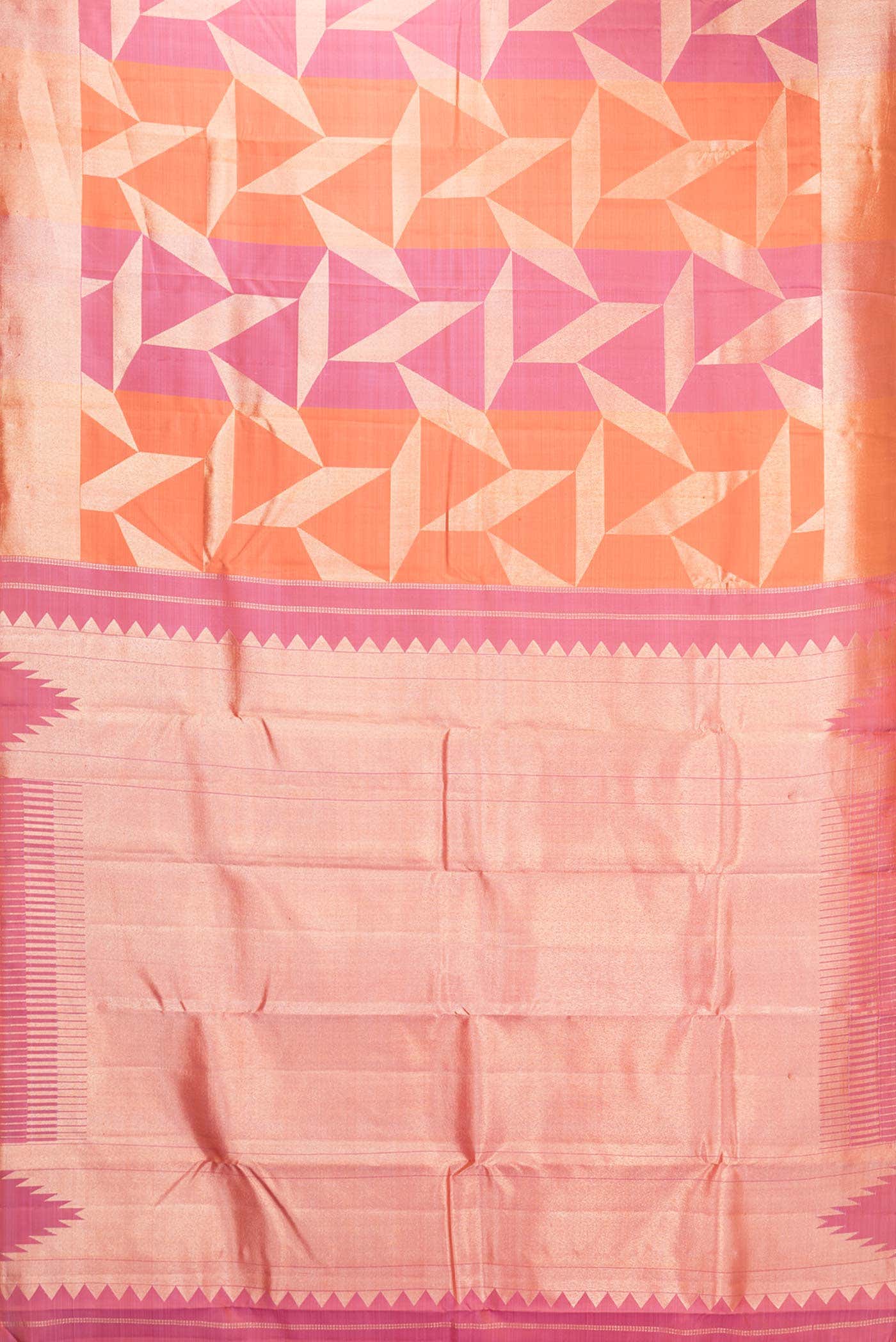 Orange and Pink Dual Tone Kanchipuram Silk Saree