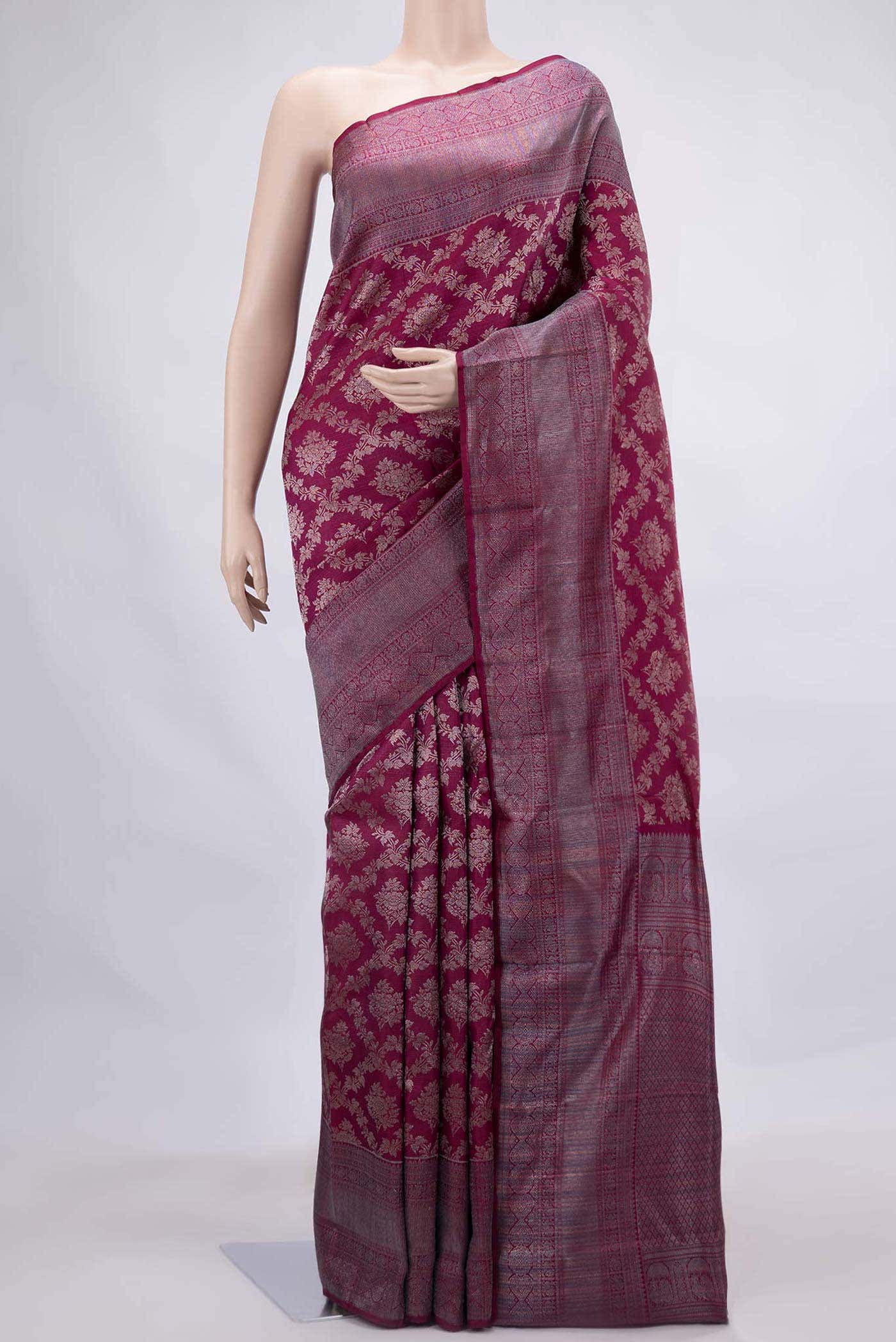 Magenta Dual Tone Kanchipuram Silk Saree