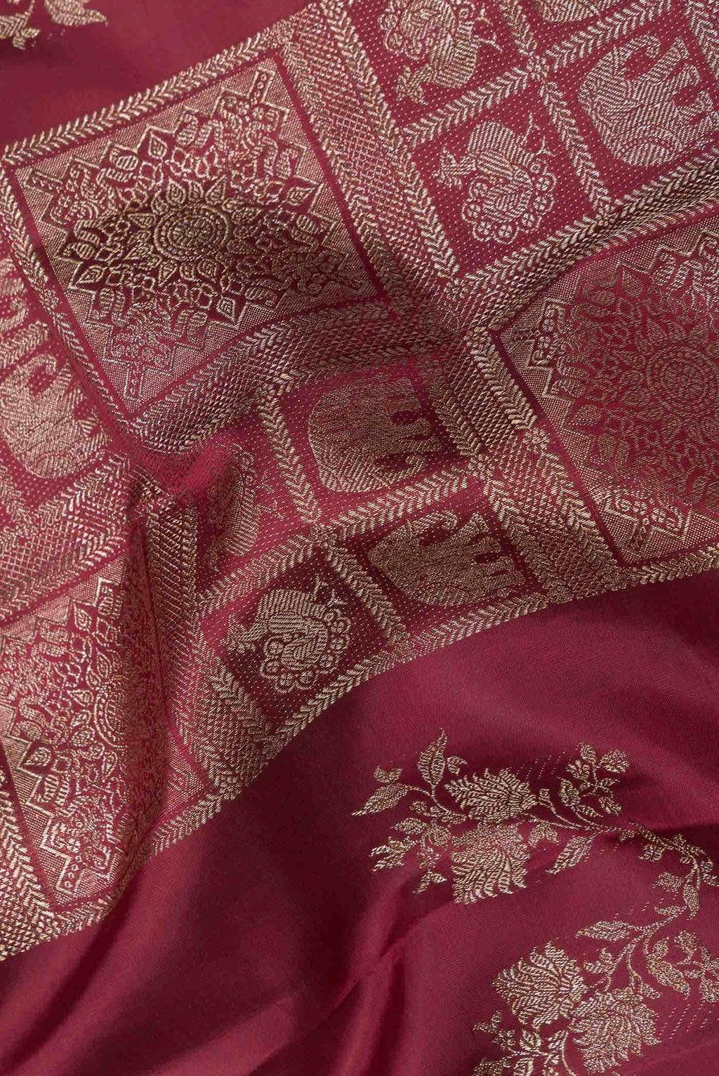 Burgundy Dual Tone Kanchipuram Silk Saree