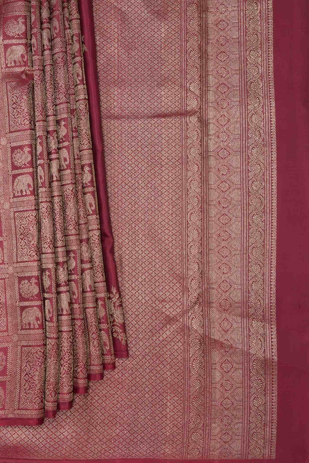 Burgundy Dual Tone Kanchipuram Silk Saree