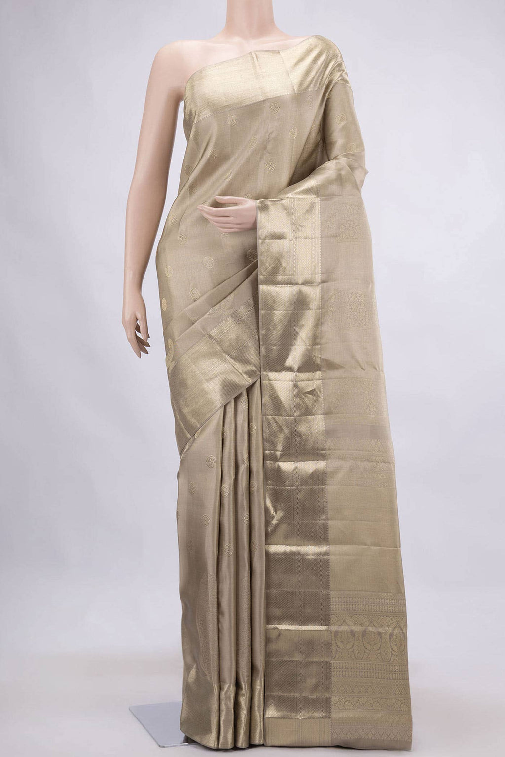 Beige Dual Tone Kanchipuram Silk Saree