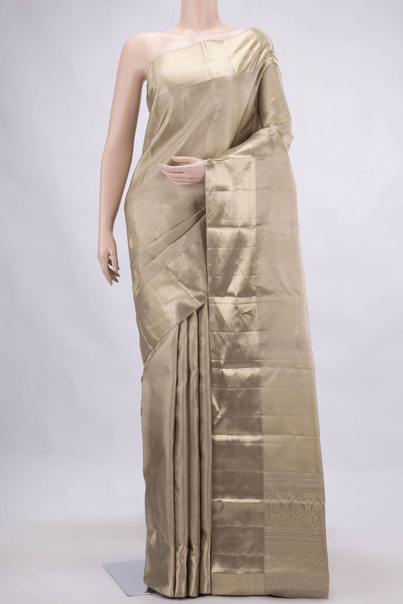 Beige Dual Tone Kanchipuram Silk Saree
