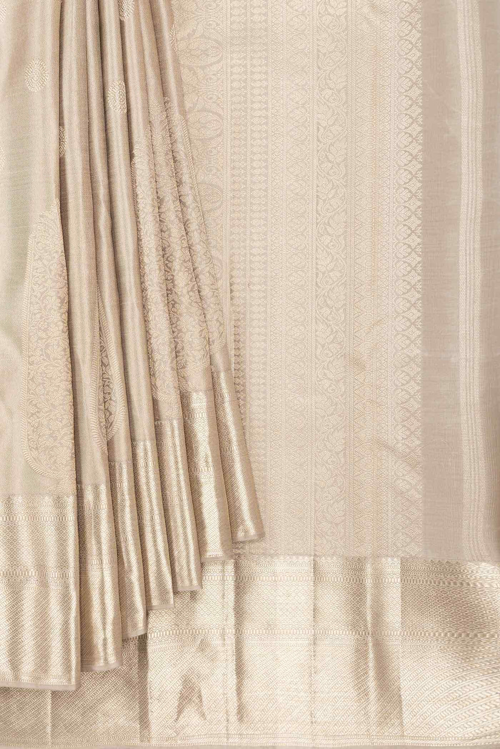 Beige Dual Tone Kanchipuram Silk Saree