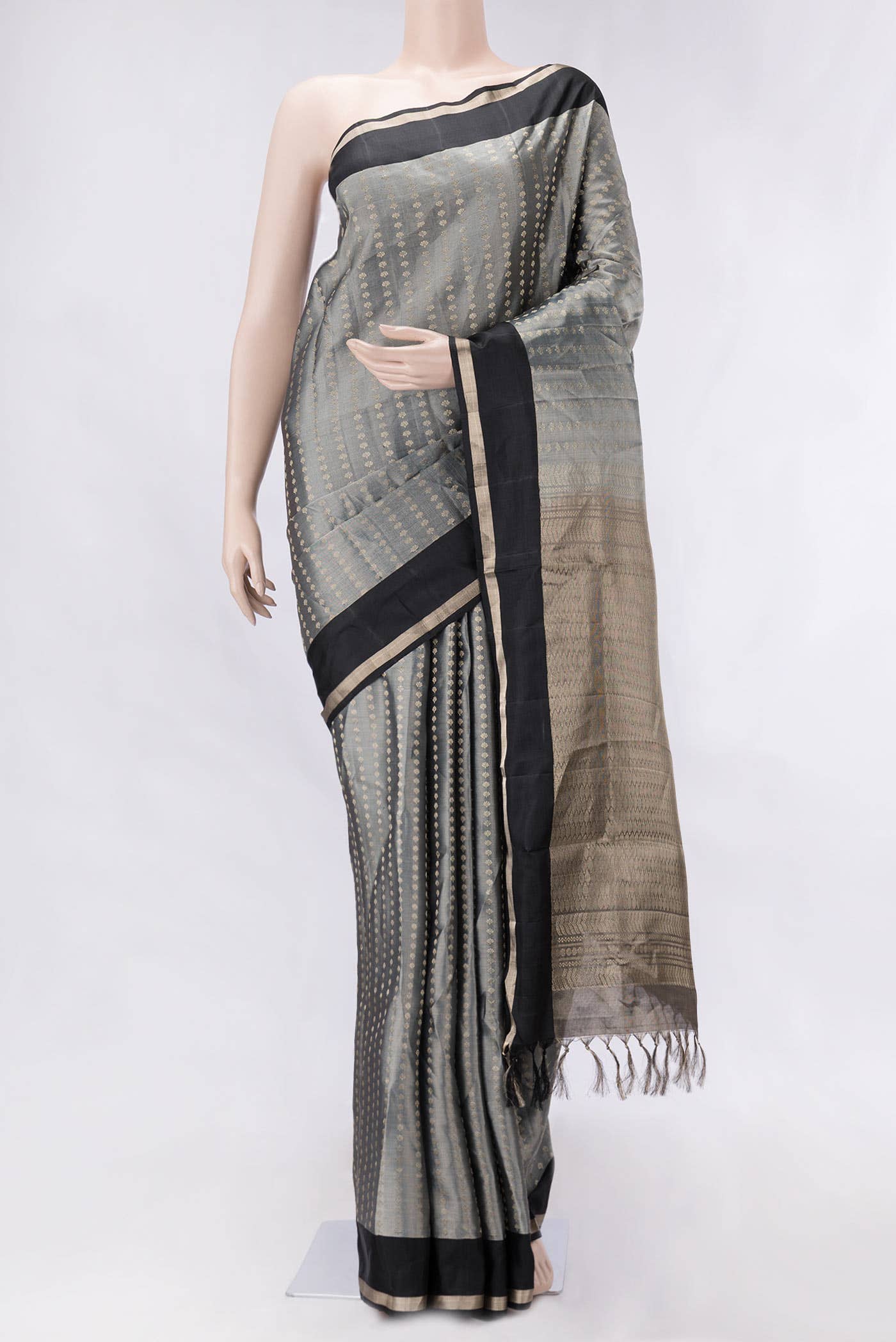Grey Dual Tone Soft Silk Saree