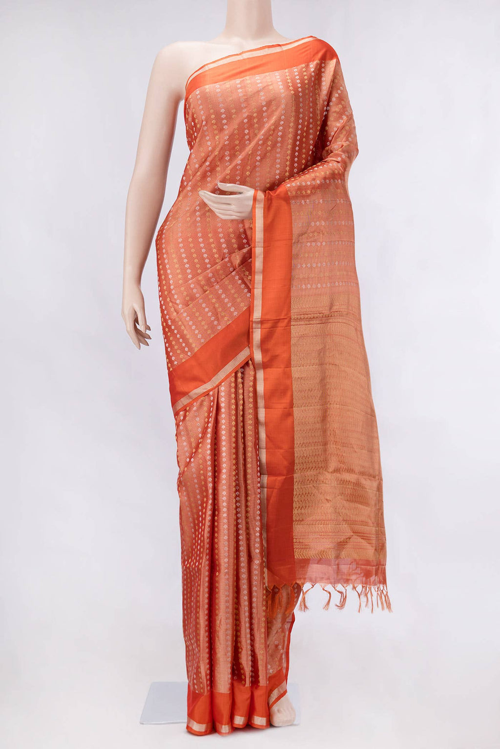 Orange Dual Tone Soft Silk Saree