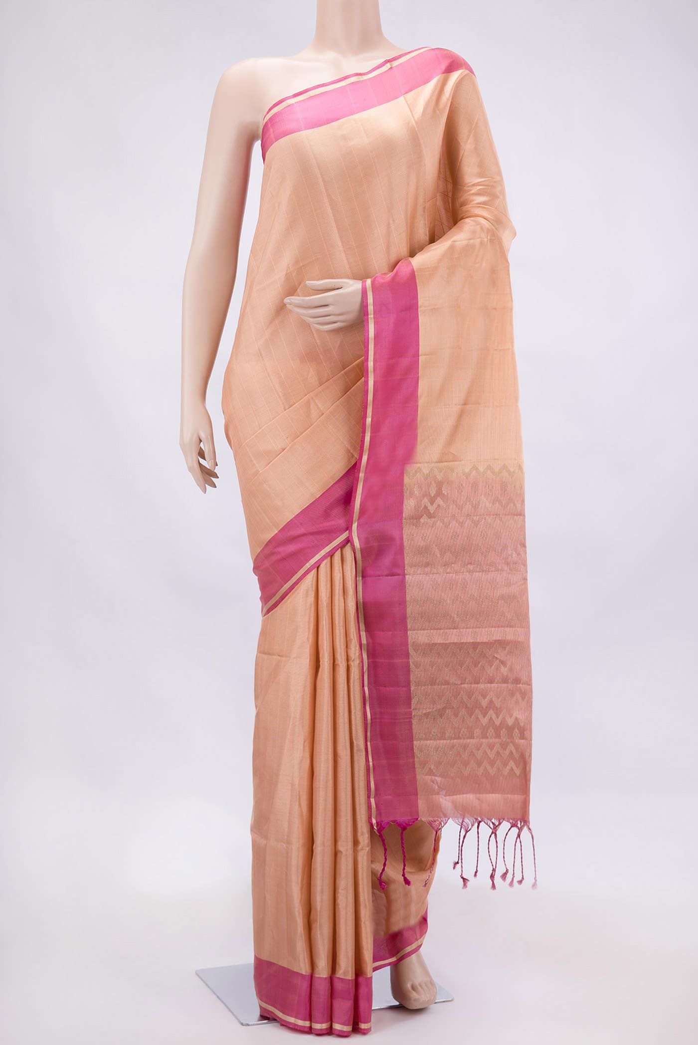 Golden Peach Dual Tone Soft Silk Saree