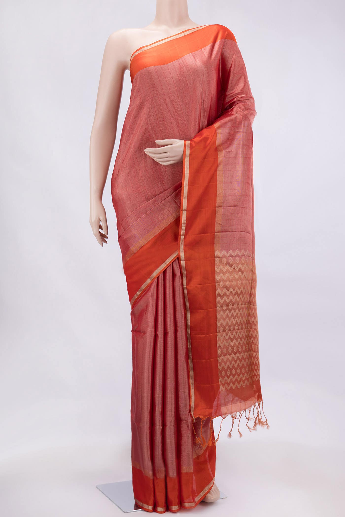 Red Dual Tone Soft Silk Saree