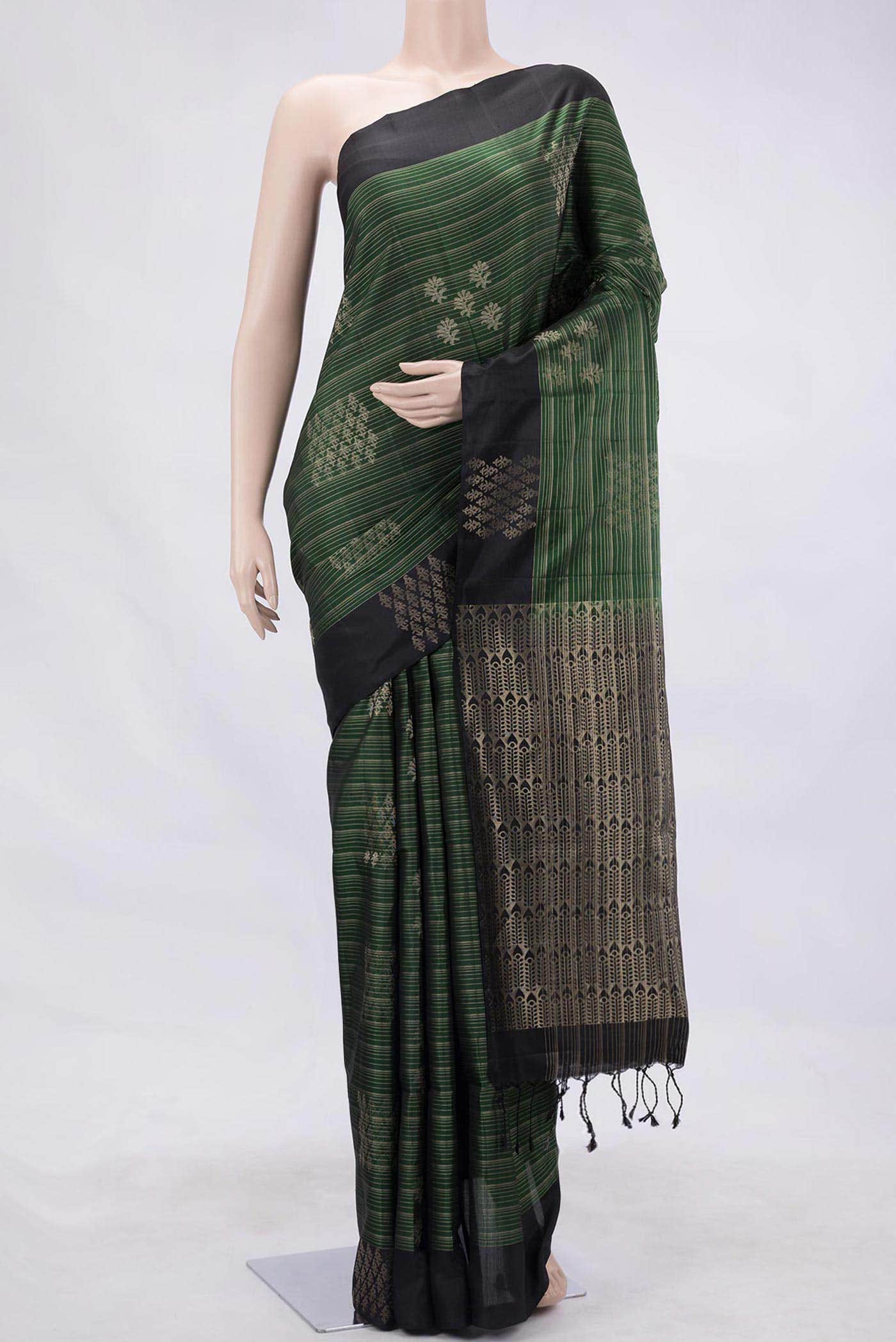 Green Dual Tone Soft Silk Saree