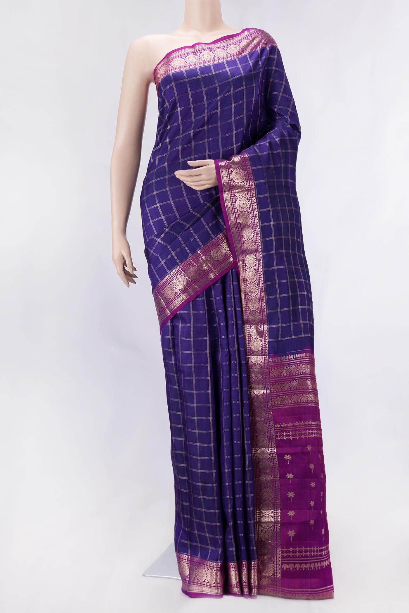 Navy Blue Dual Tone Kanchipuram Silk Saree
