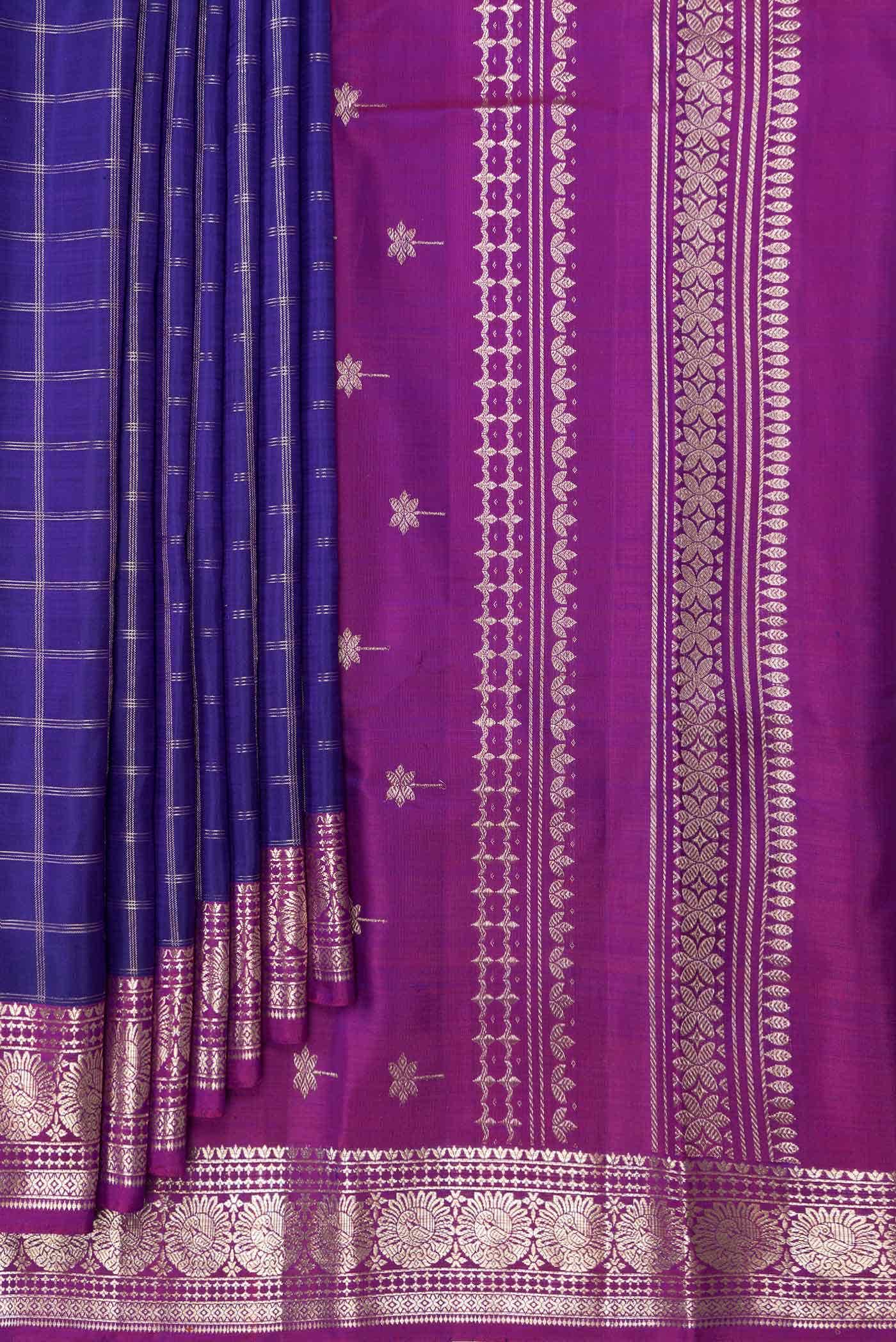 Navy Blue Dual Tone Kanchipuram Silk Saree