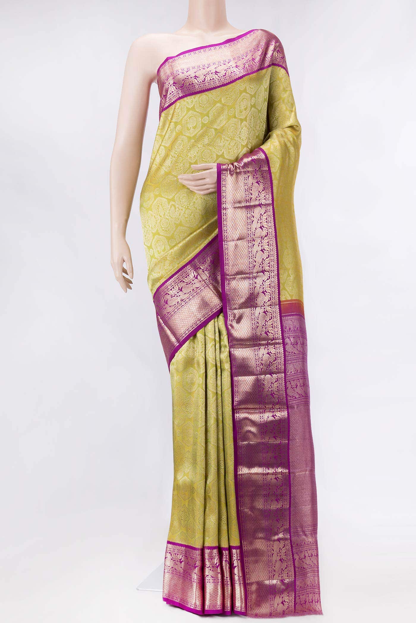 Mehandi Green Dual Tone Kanchipuram Silk Saree