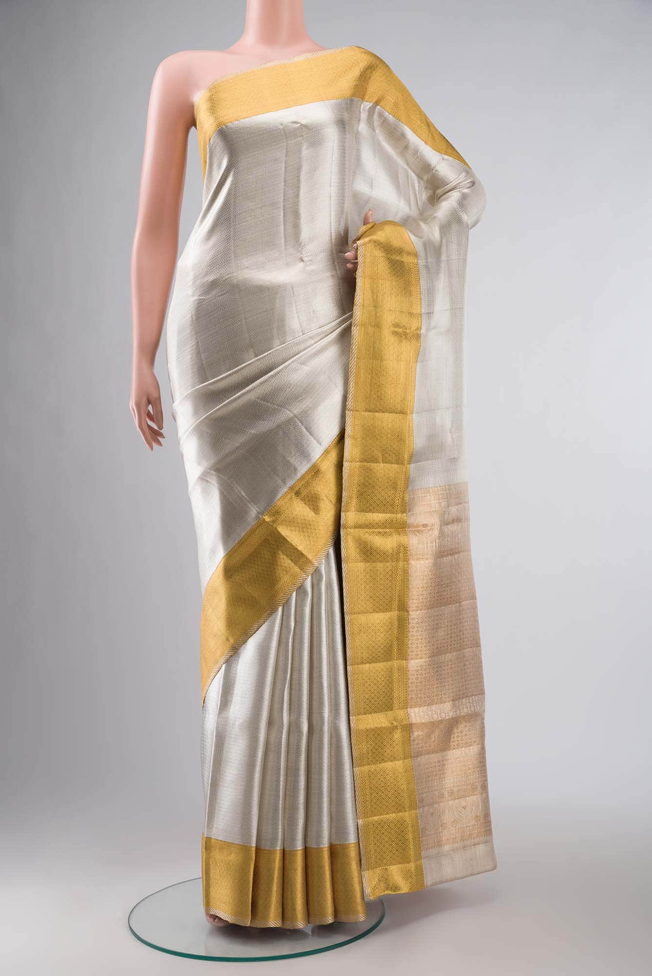 Silver Kanchipuram Tissue Silk Saree