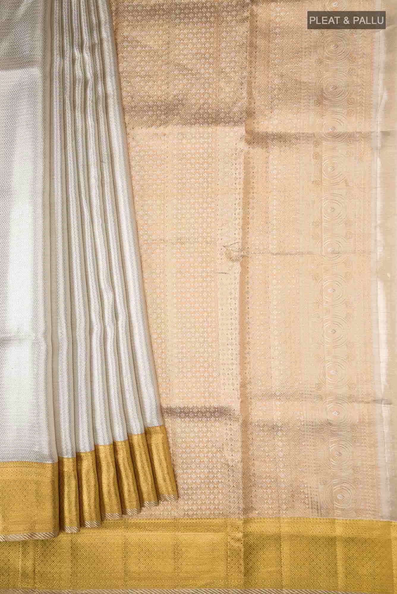 Silver Kanchipuram Tissue Silk Saree