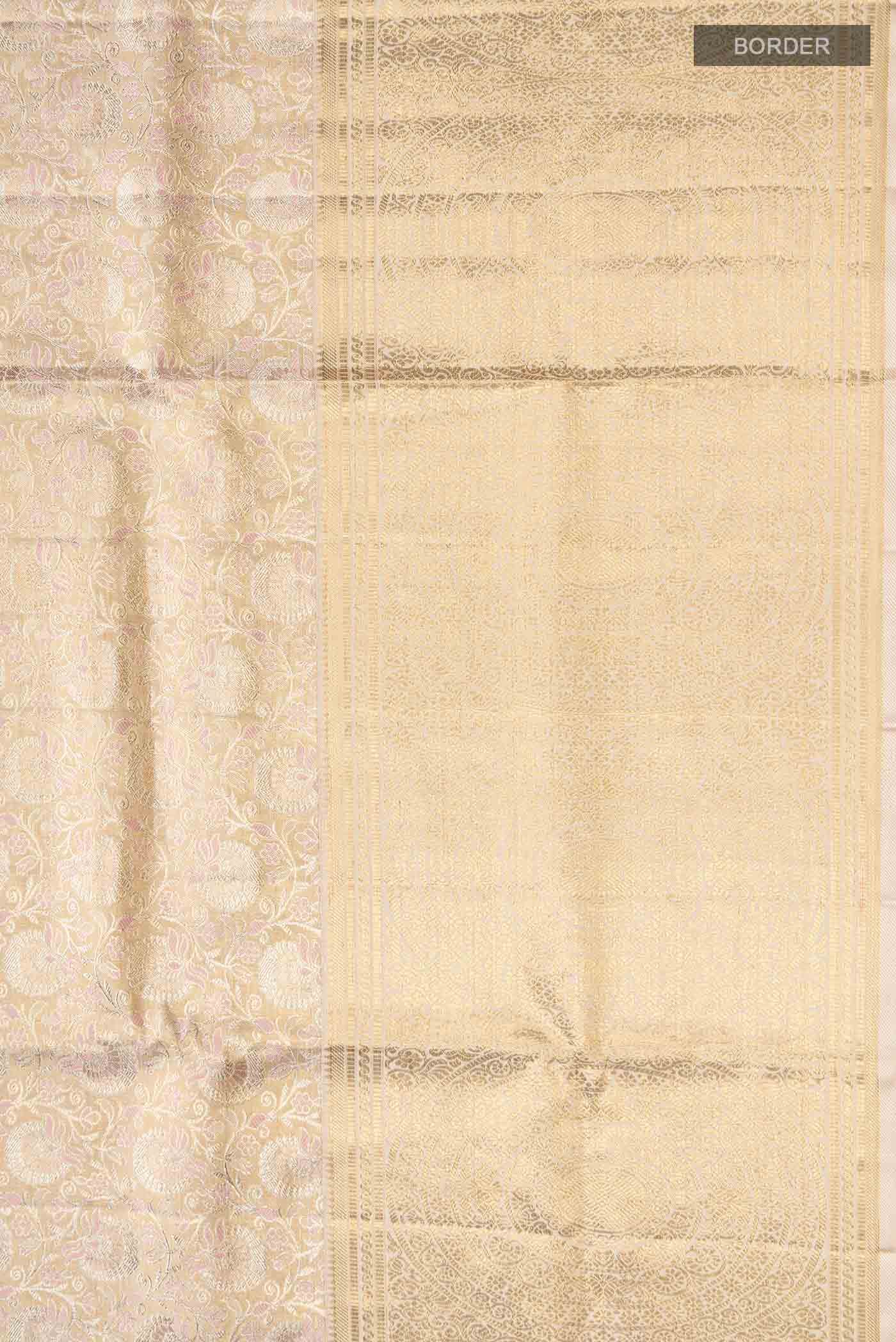 Beige with Gold Dual Tone Kanchipuram Tissue Silk Saree