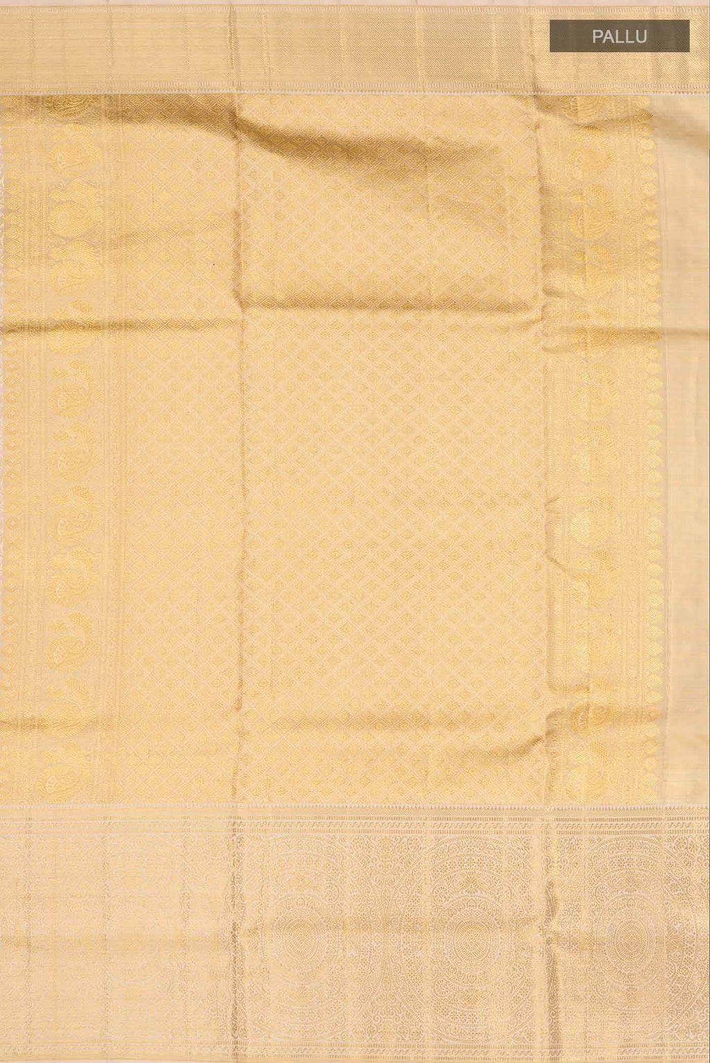 Beige with Gold Dual Tone Kanchipuram Tissue Silk Saree