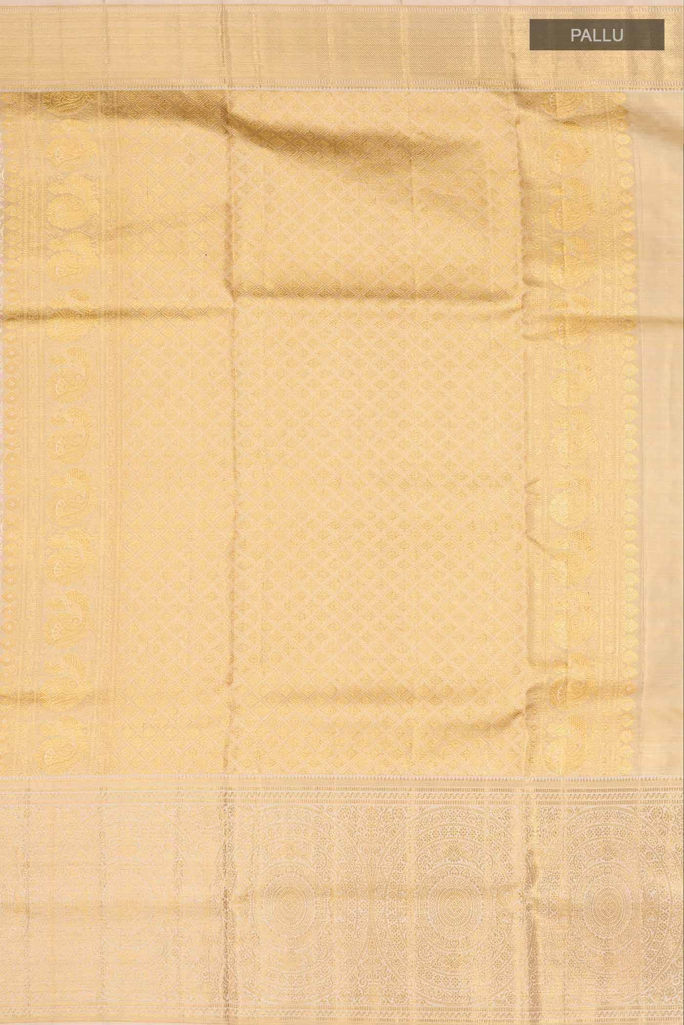 Beige with Gold Dual Tone Kanchipuram Tissue Silk Saree