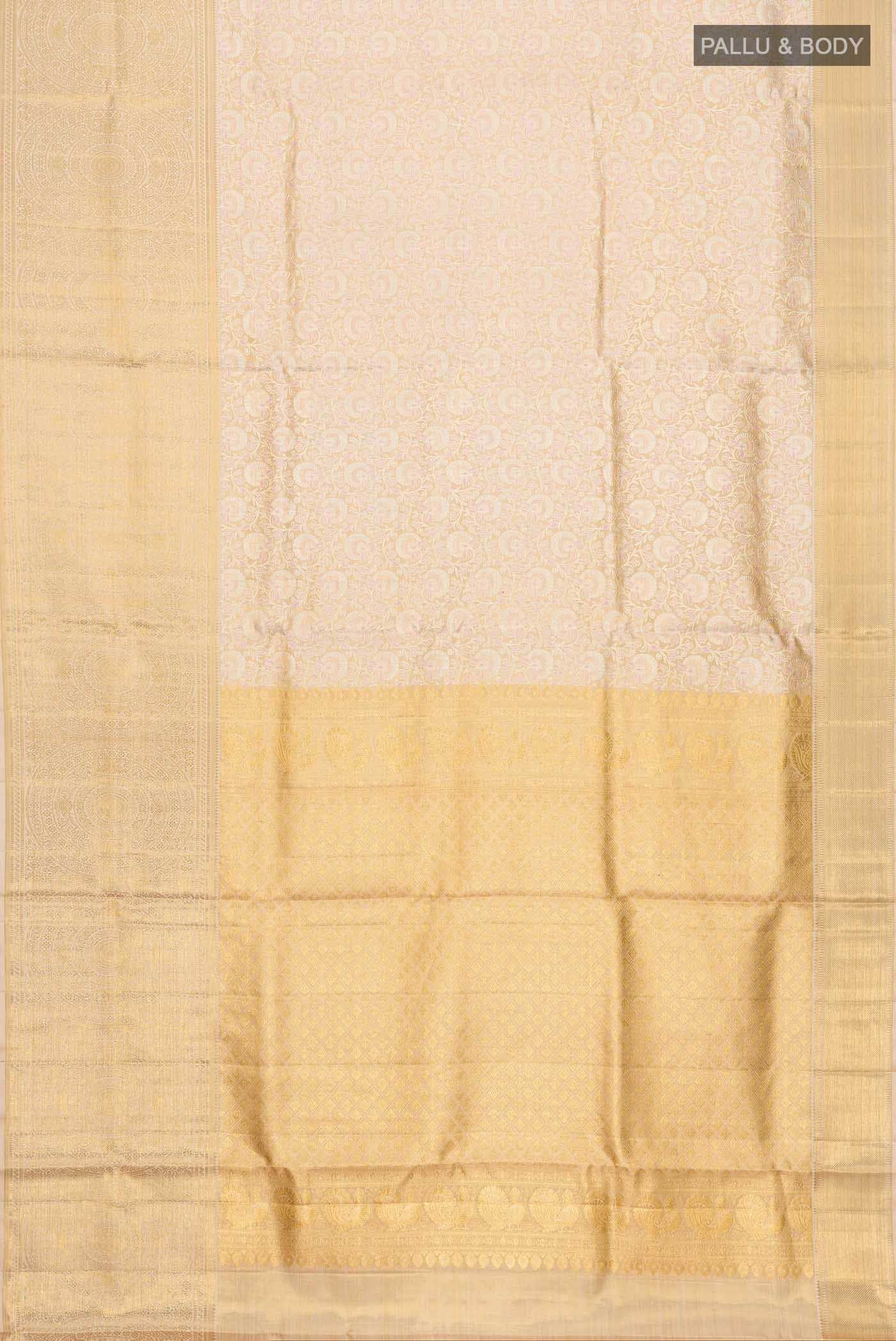 Beige with Gold Dual Tone Kanchipuram Tissue Silk Saree
