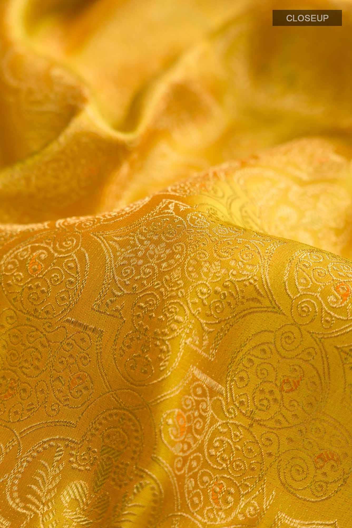 Mustard Kanchipuram Silk Saree