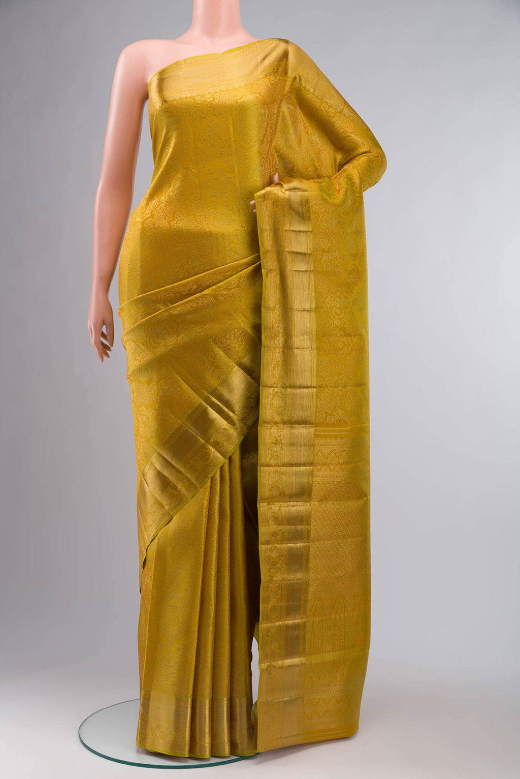 Mustard Kanchipuram Silk Saree