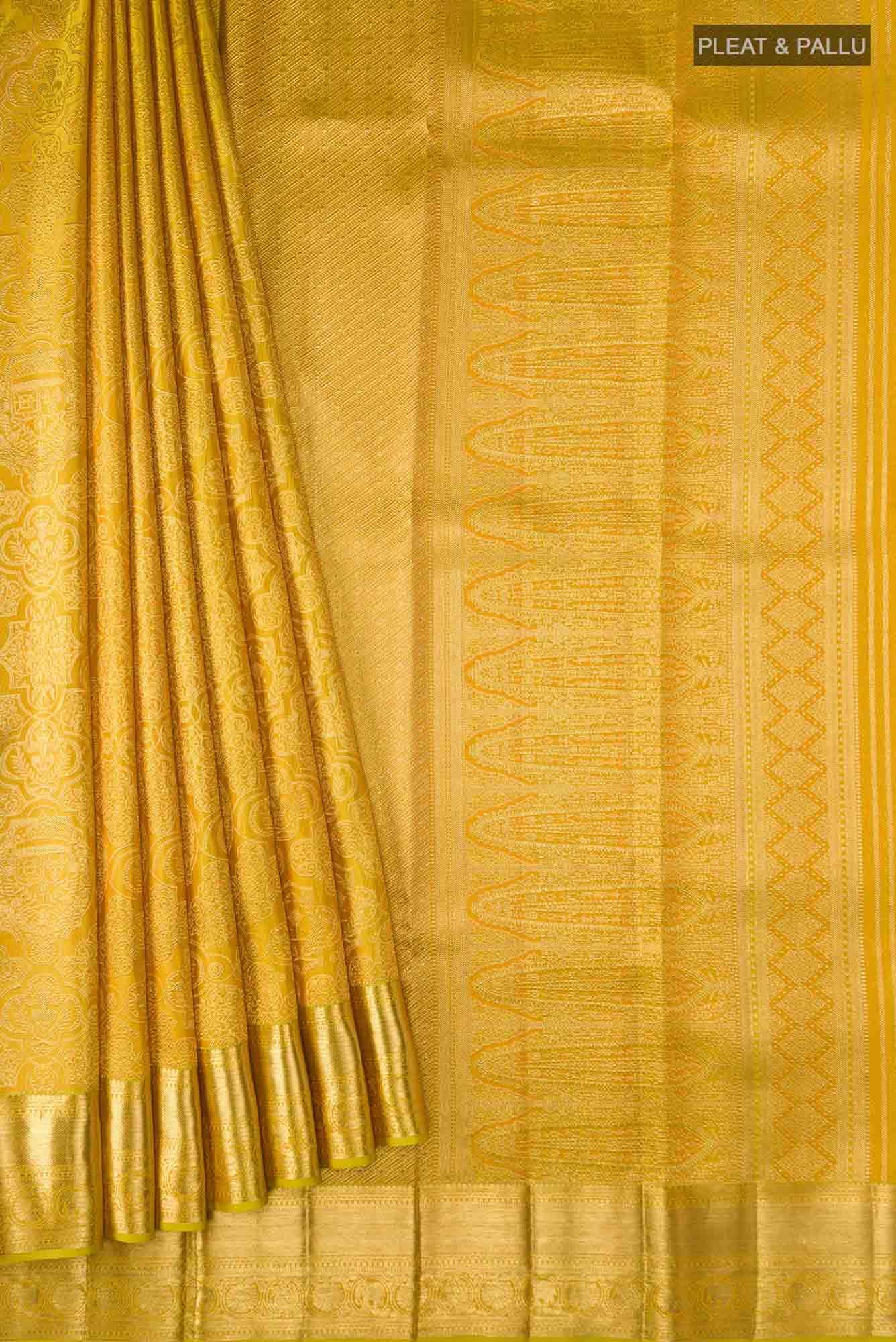 Mustard Kanchipuram Silk Saree