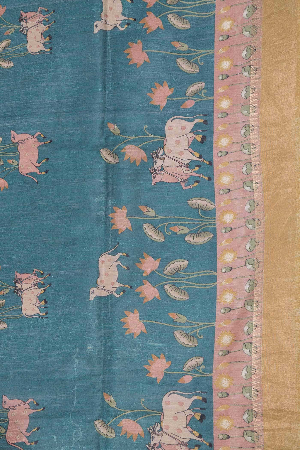 Blue Tussar Silk Saree
