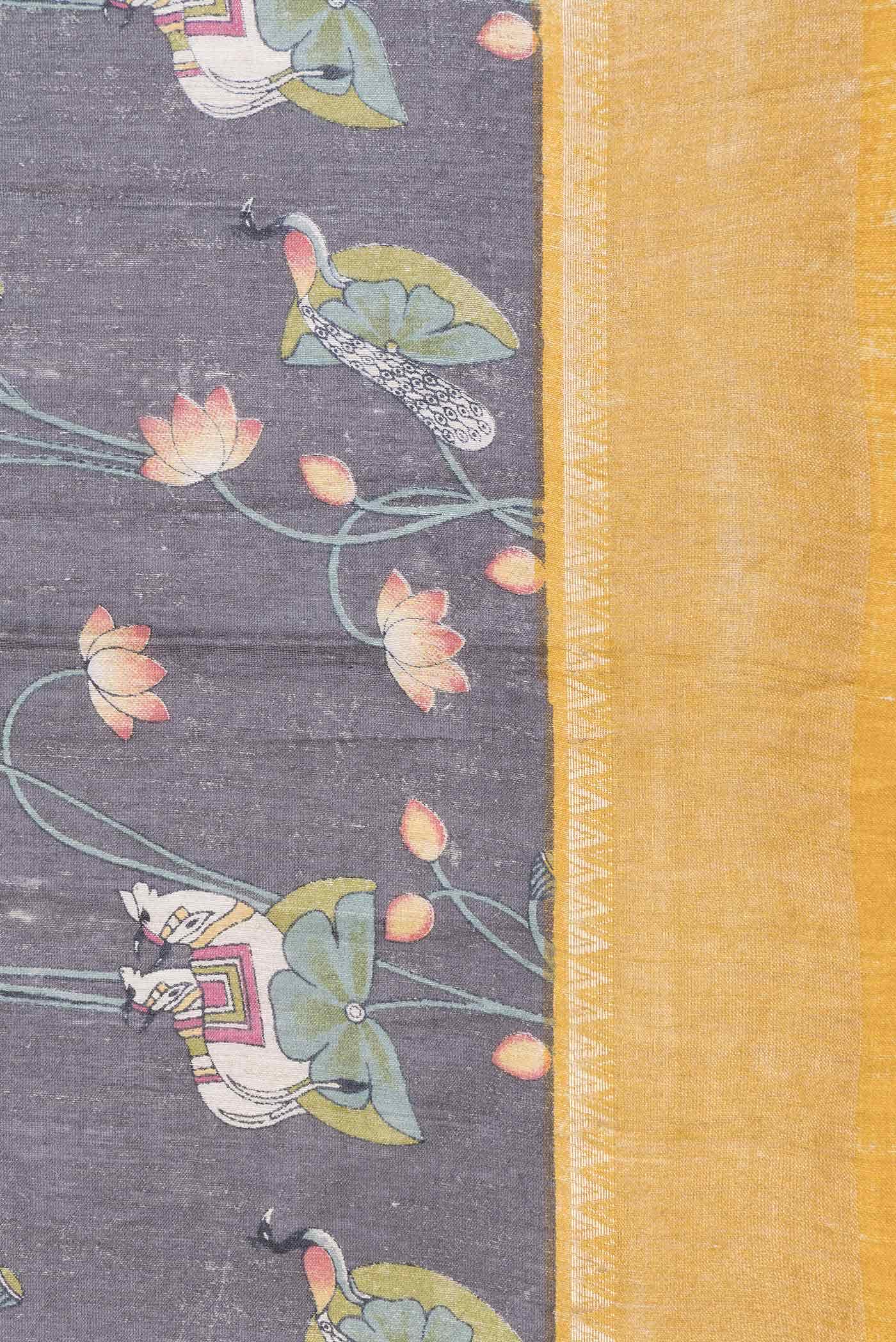 Grey Dual Tone Tussar Silk Saree