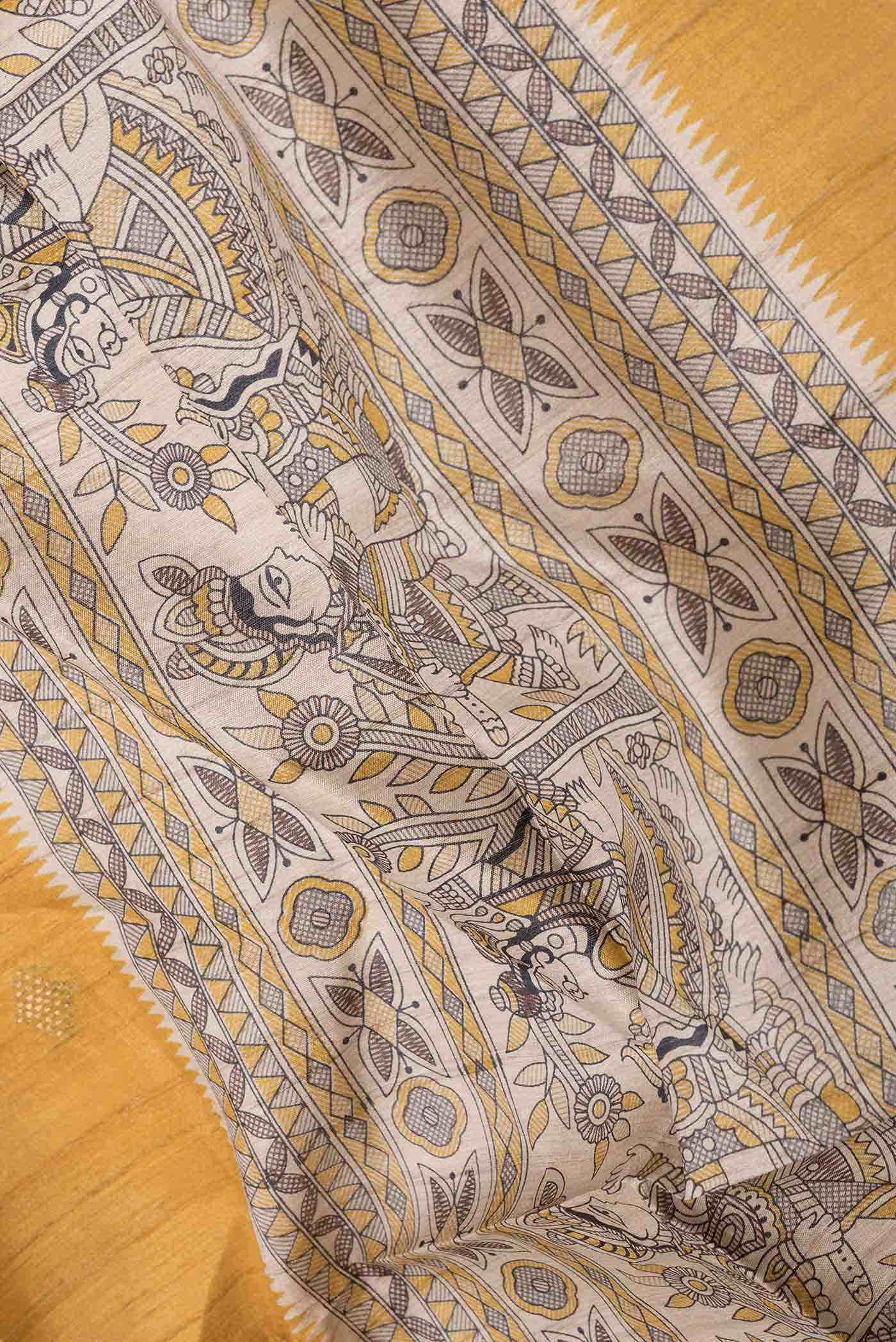 Mustard Dual Tone Tussar Silk Saree