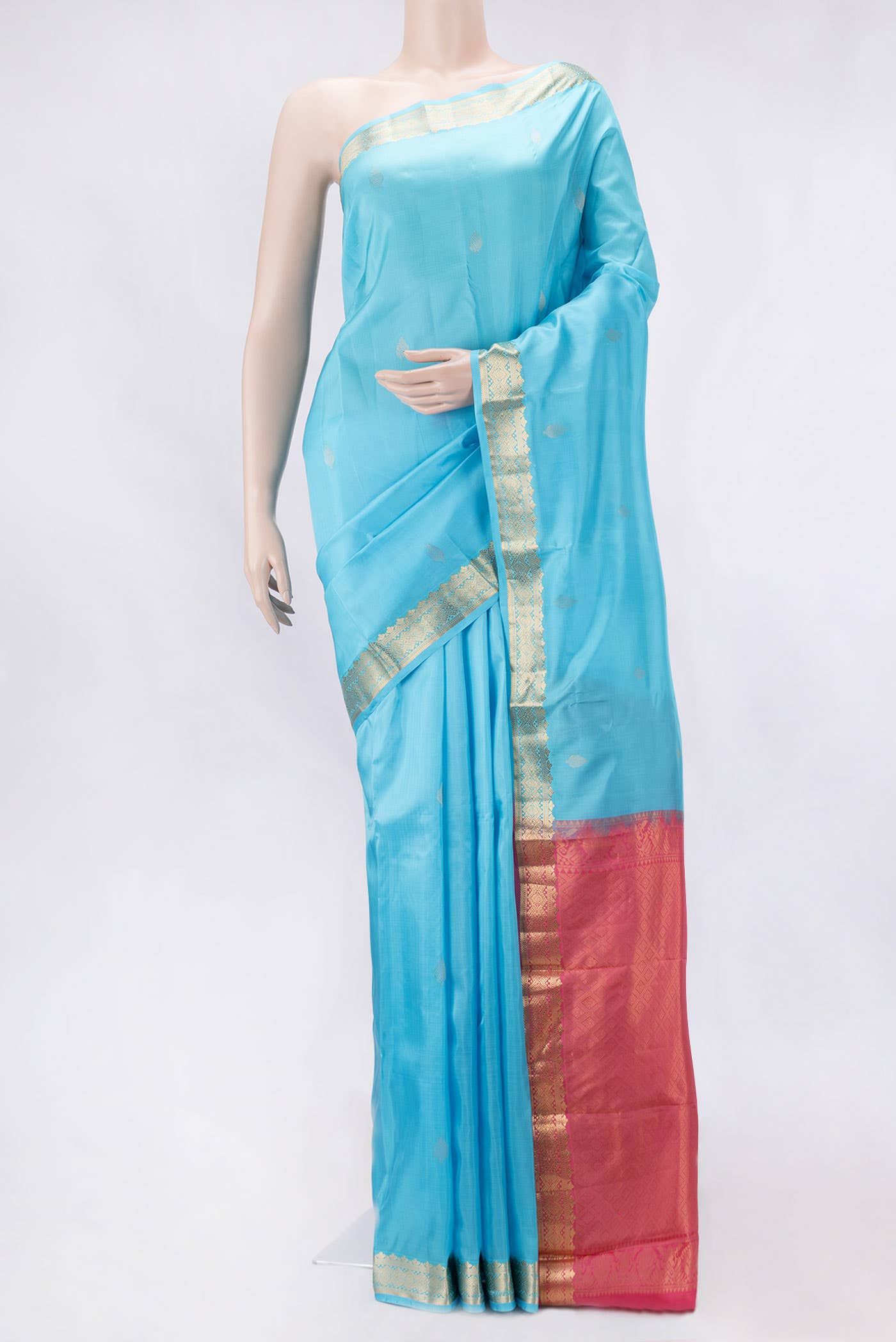 Sky Blue Dual Tone Kanchipuram Silk Saree