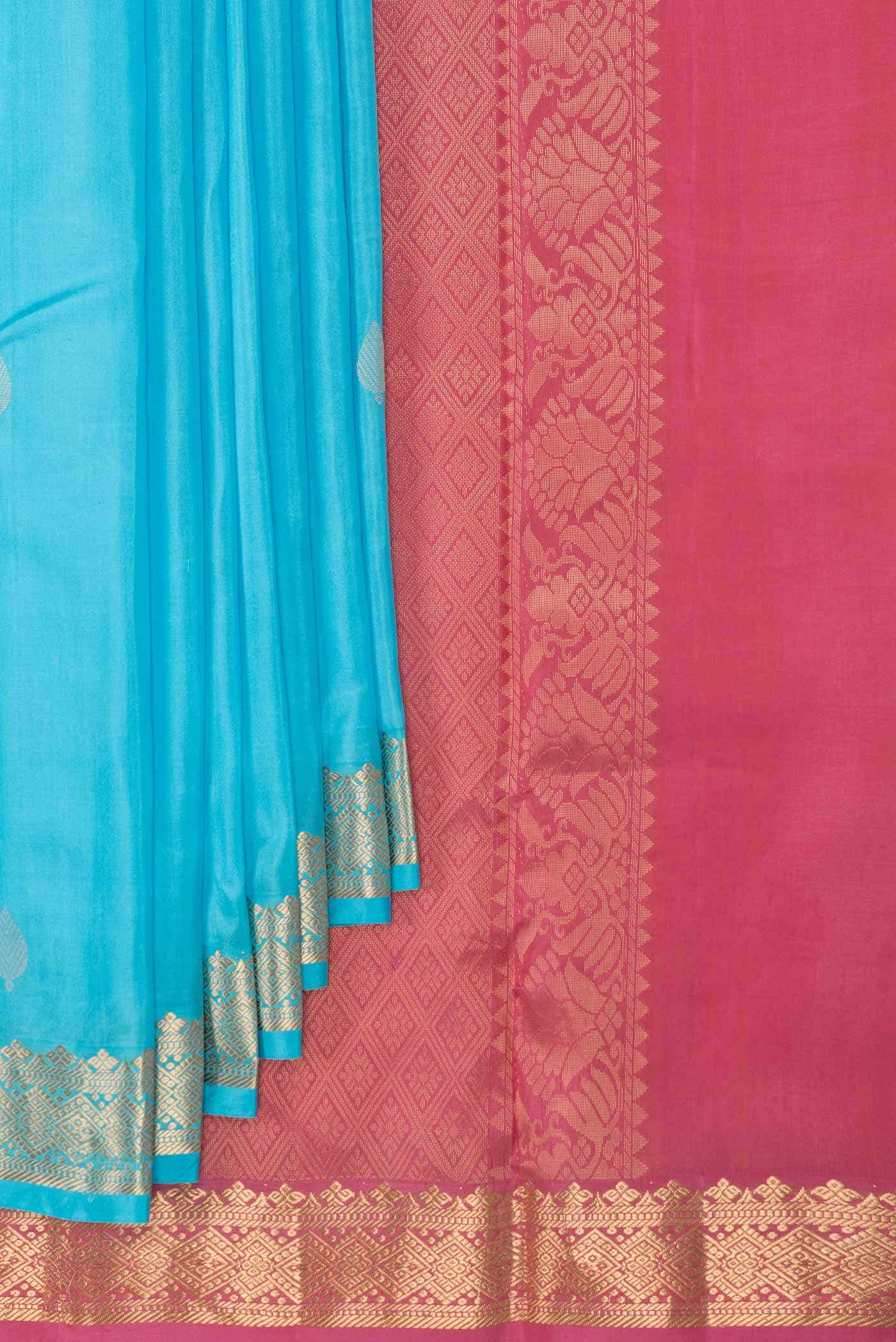 Sky Blue Dual Tone Kanchipuram Silk Saree