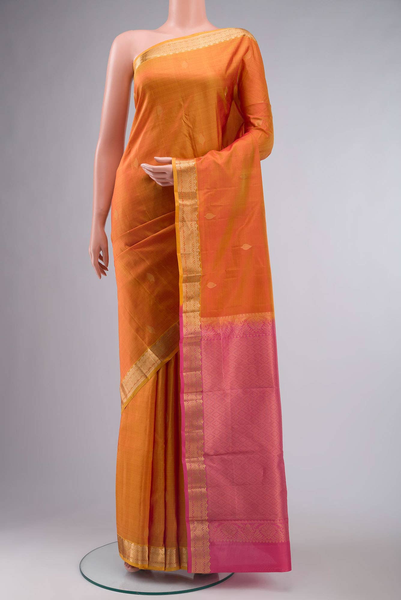 Orange Kanchipuram Silk Saree