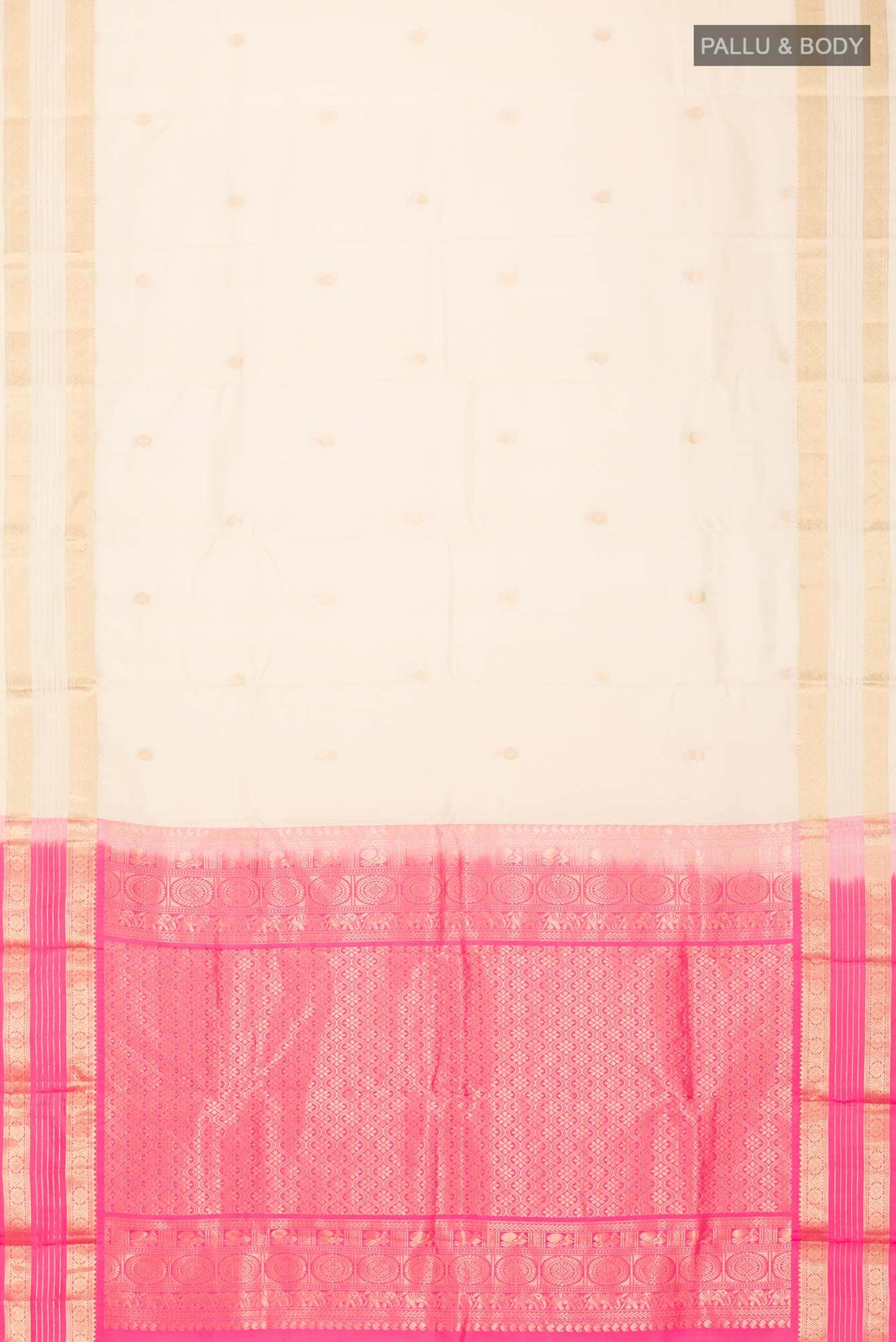 Cream Kanchipuram Silk Saree