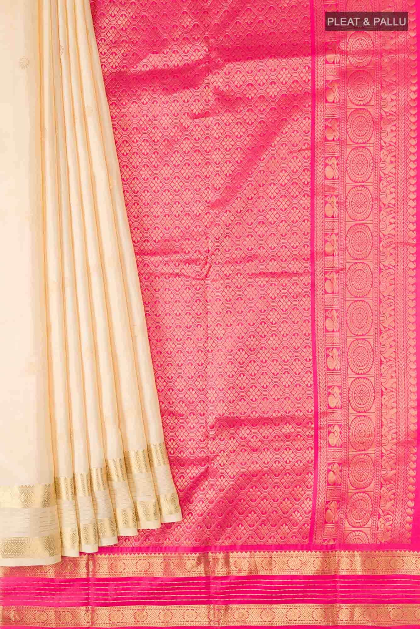 Cream Kanchipuram Silk Saree