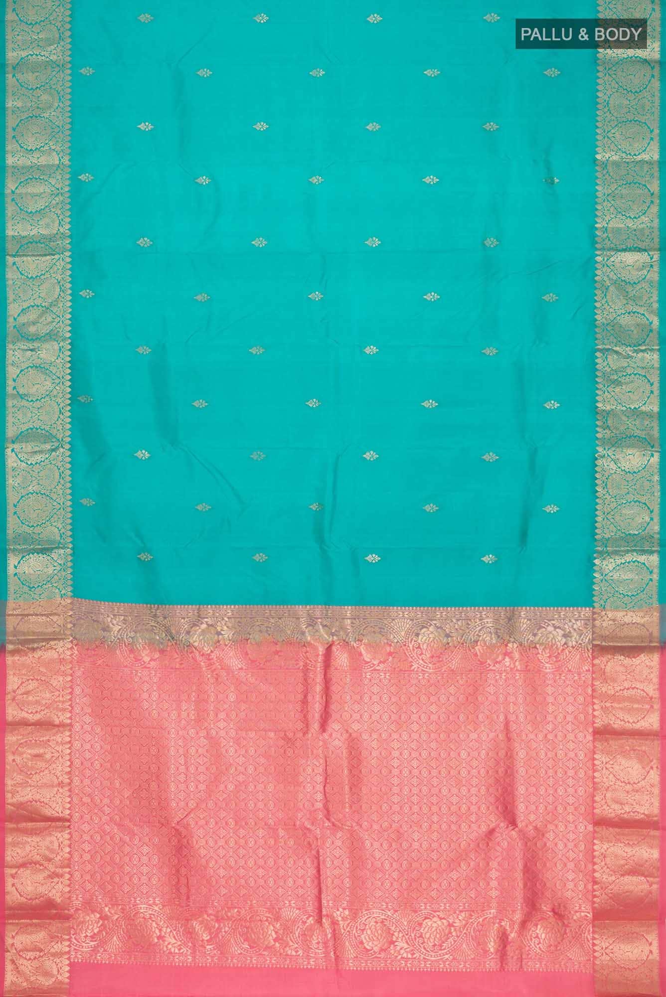 Turquoise Kanchipuram Silk Saree