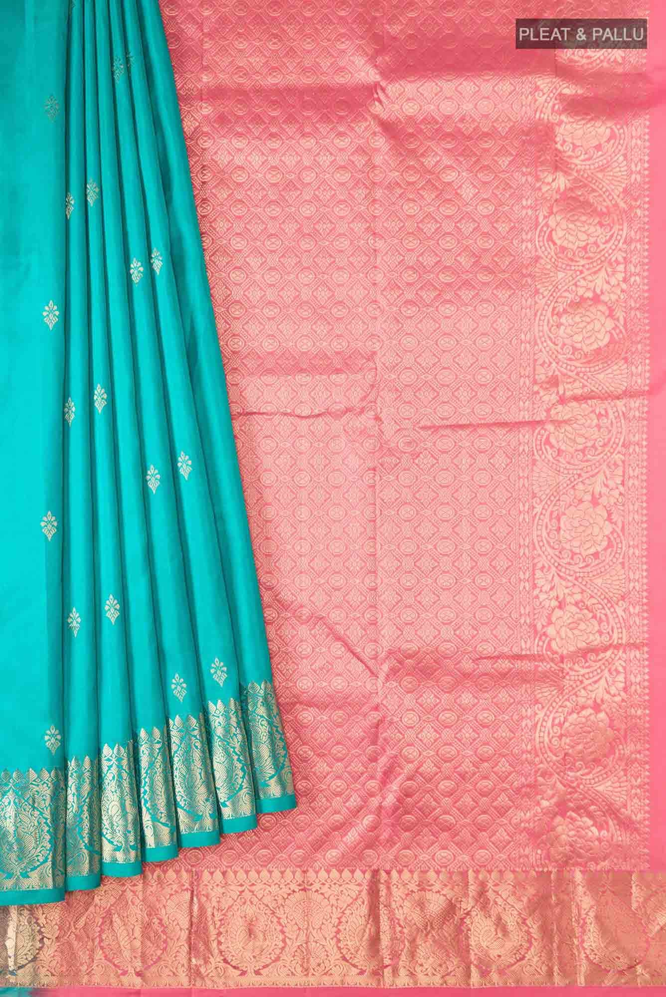Turquoise Kanchipuram Silk Saree