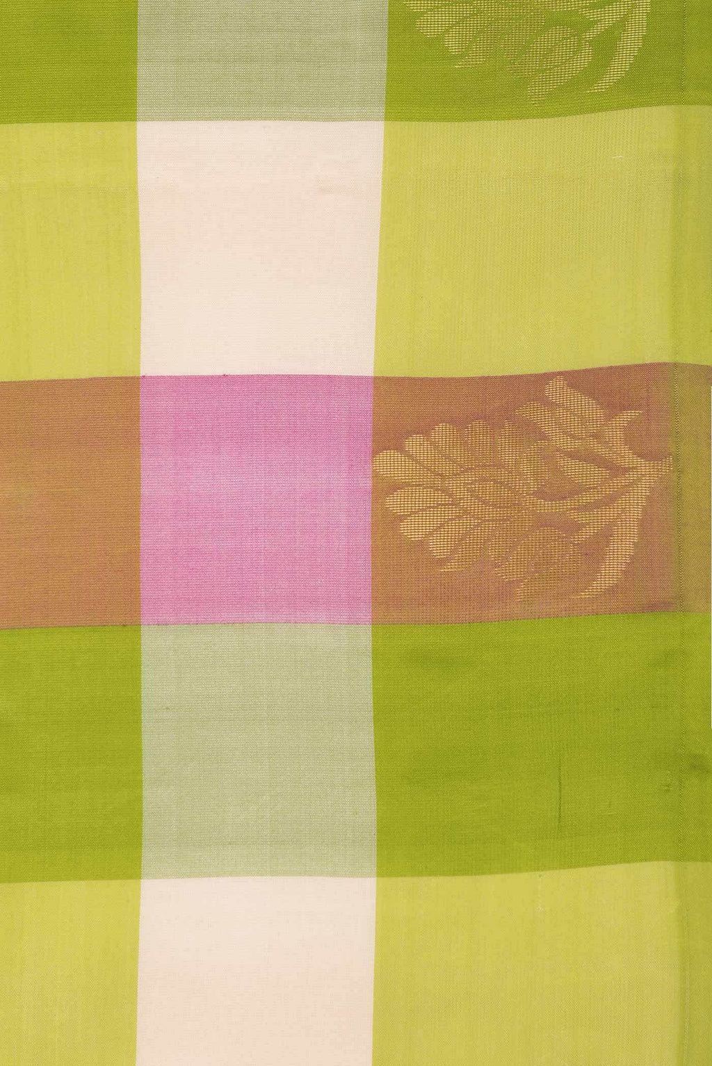 Parrot Green Pink and Sandal Dual Tone Kanchipuram Silk Saree