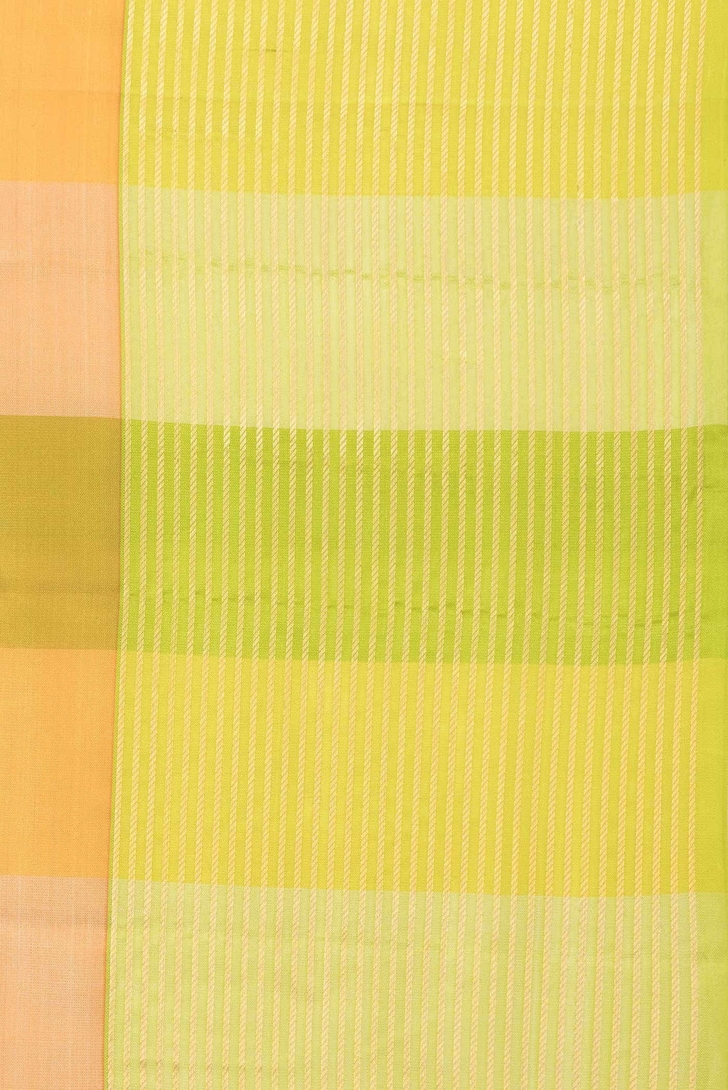 Parrot Green Sandal and Off White Dual Tone Kanchipuram Silk Saree