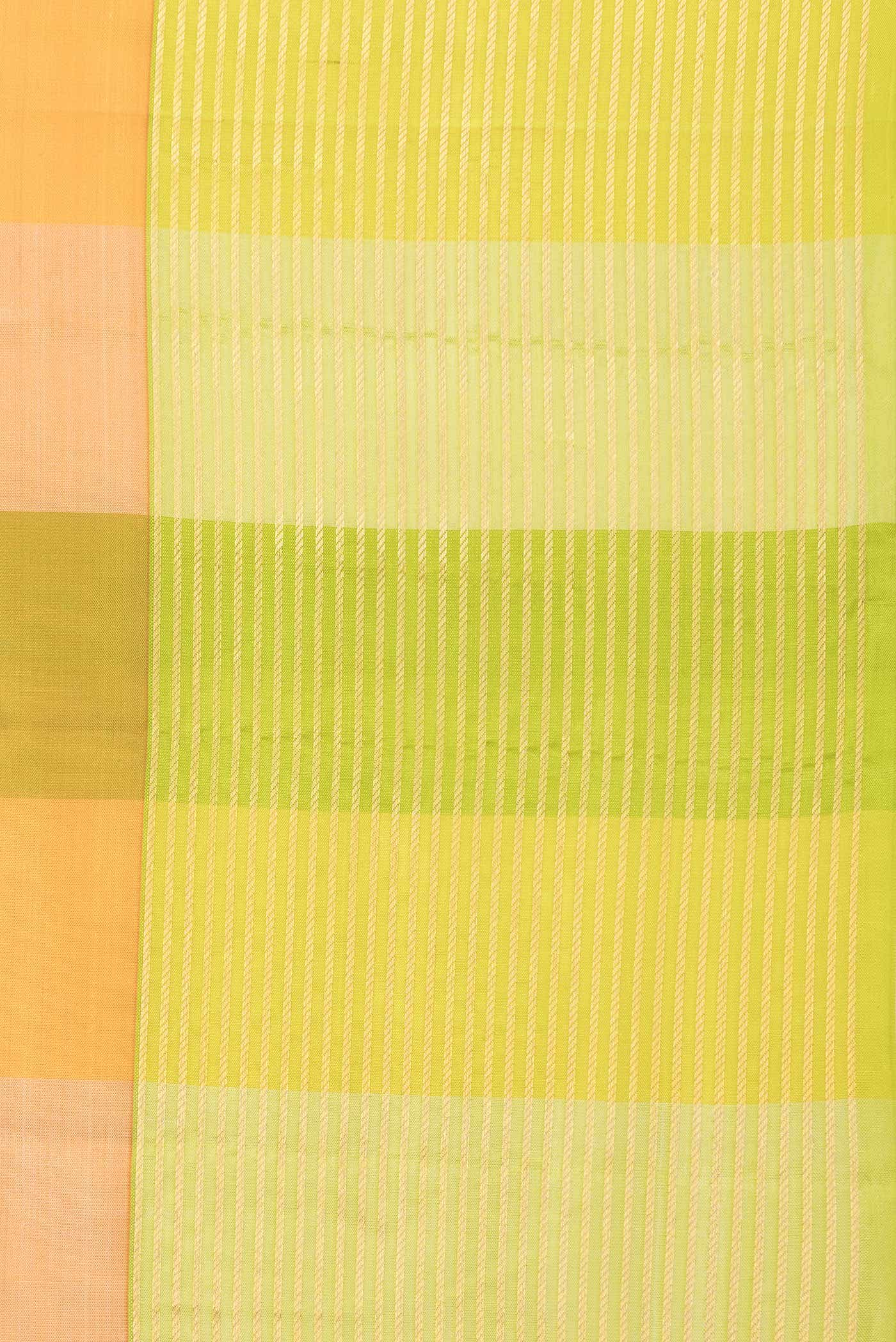 Parrot Green Sandal and Off White Dual Tone Kanchipuram Silk Saree