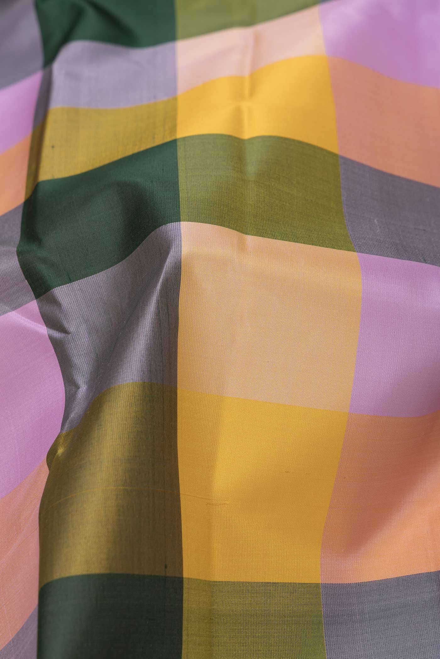 Lavender Mustard and Green Dual Tone Kanchipuram Silk Saree