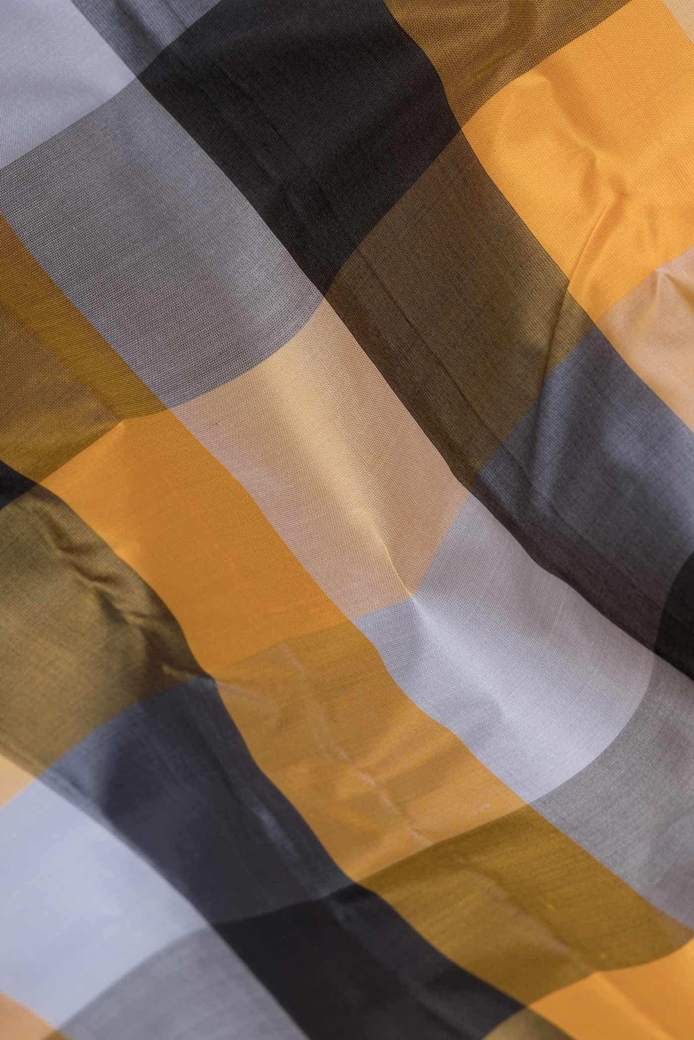 Grey Mustard and Black Dual Tone Kanchipuram Silk Saree