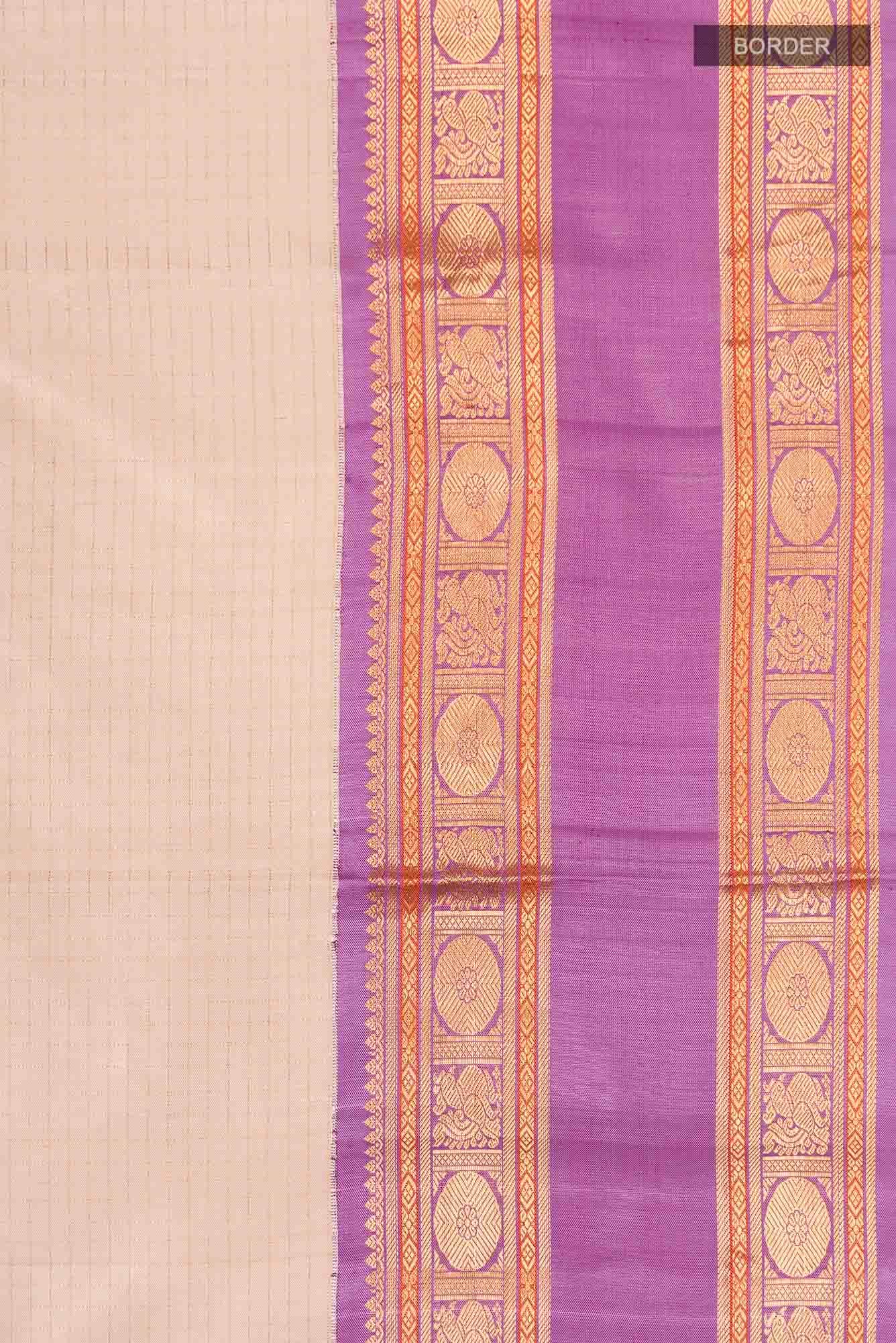 Cream Kanchipuram Silk Saree