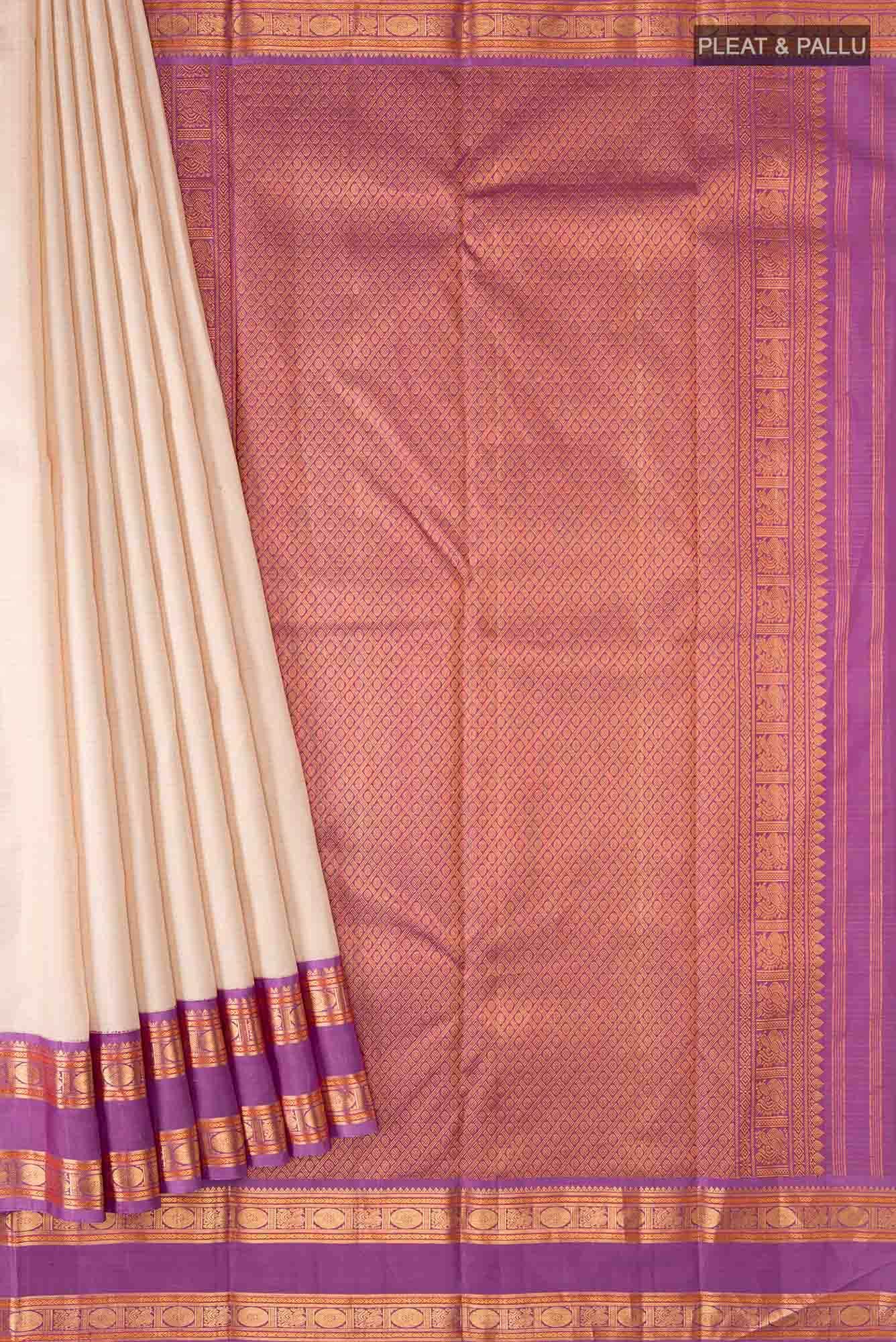 Cream Kanchipuram Silk Saree