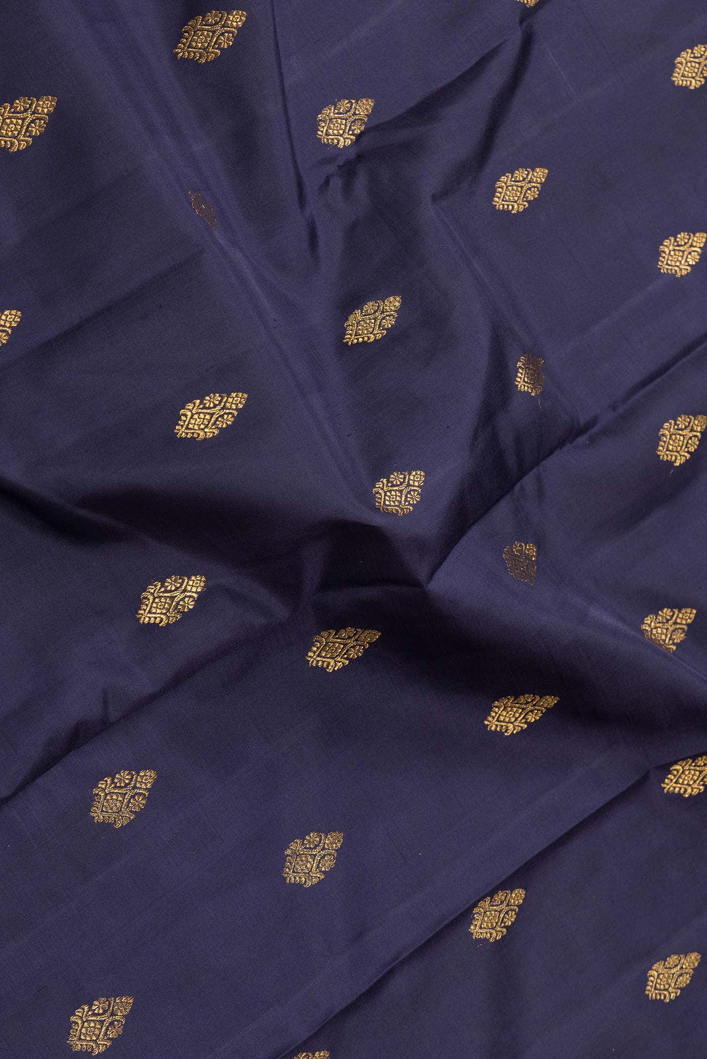 Pure Silk Pure Zari Navy Blue Dual Tone Kanchipuram Saree