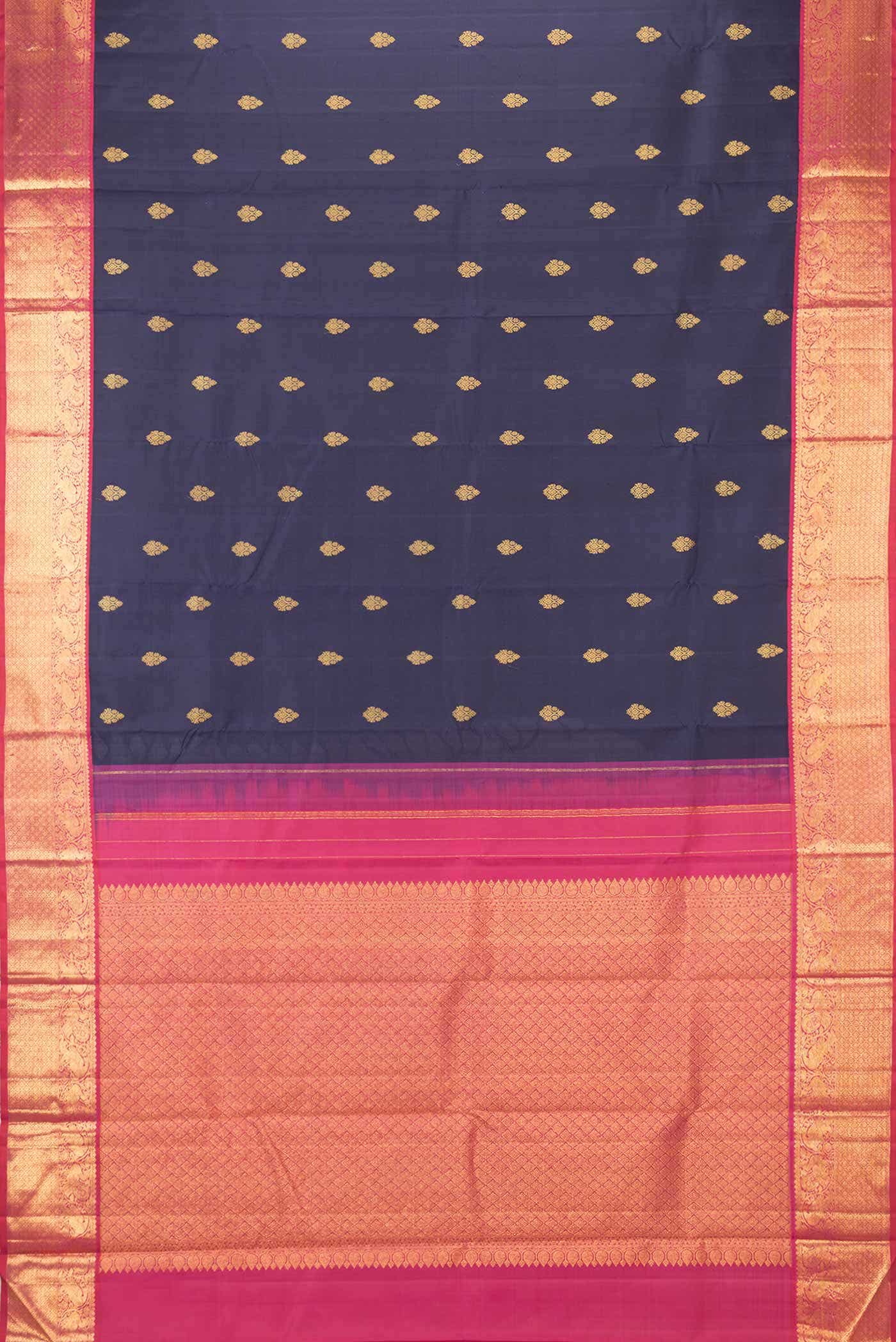 Pure Silk Pure Zari Navy Blue Dual Tone Kanchipuram Saree