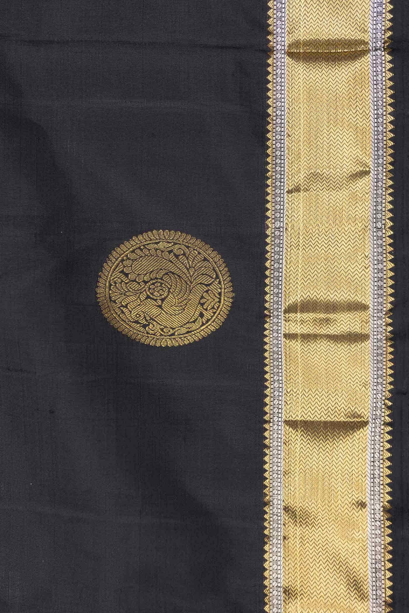 Pure Silk Pure Zari Black Kanchipuram Saree