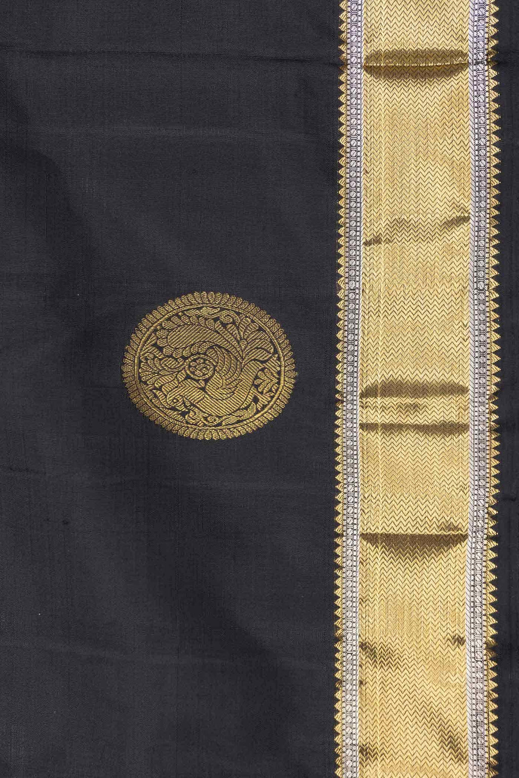 Pure Silk Pure Zari Black Kanchipuram Saree